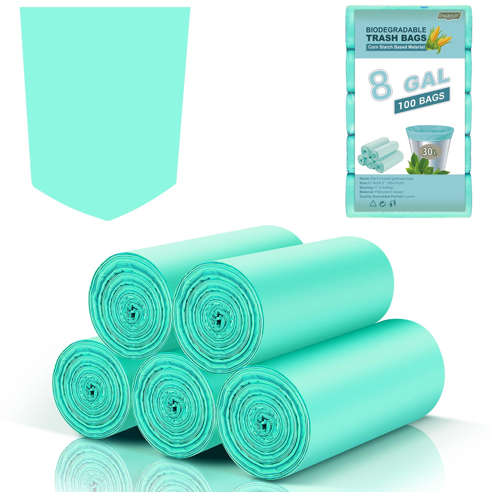 8 Gallon Medium Compostable Trash Bags (100 Count)