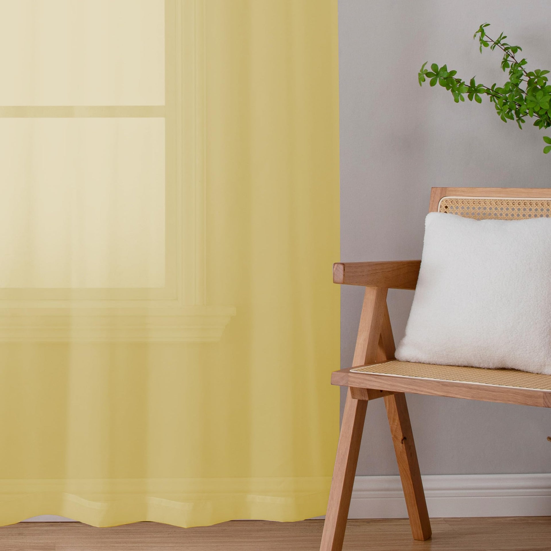 Mustard Yellow Sheer Curtains 72 Inches Long (2 Count)