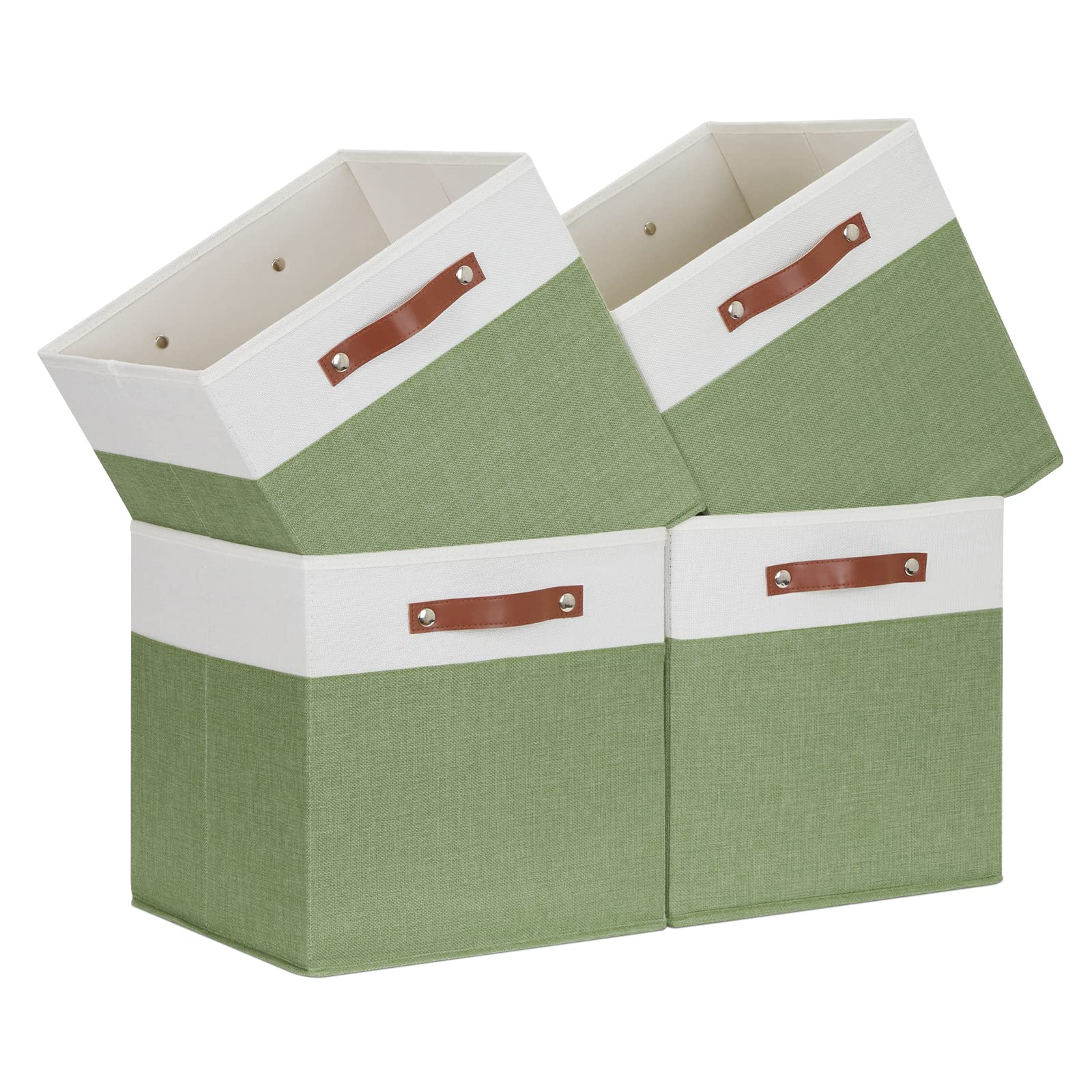 13 Inch Cube Storage Bin 4 Pack Fabric Storage Cubes Fabric Storage Bin for Shelf (4 Count)