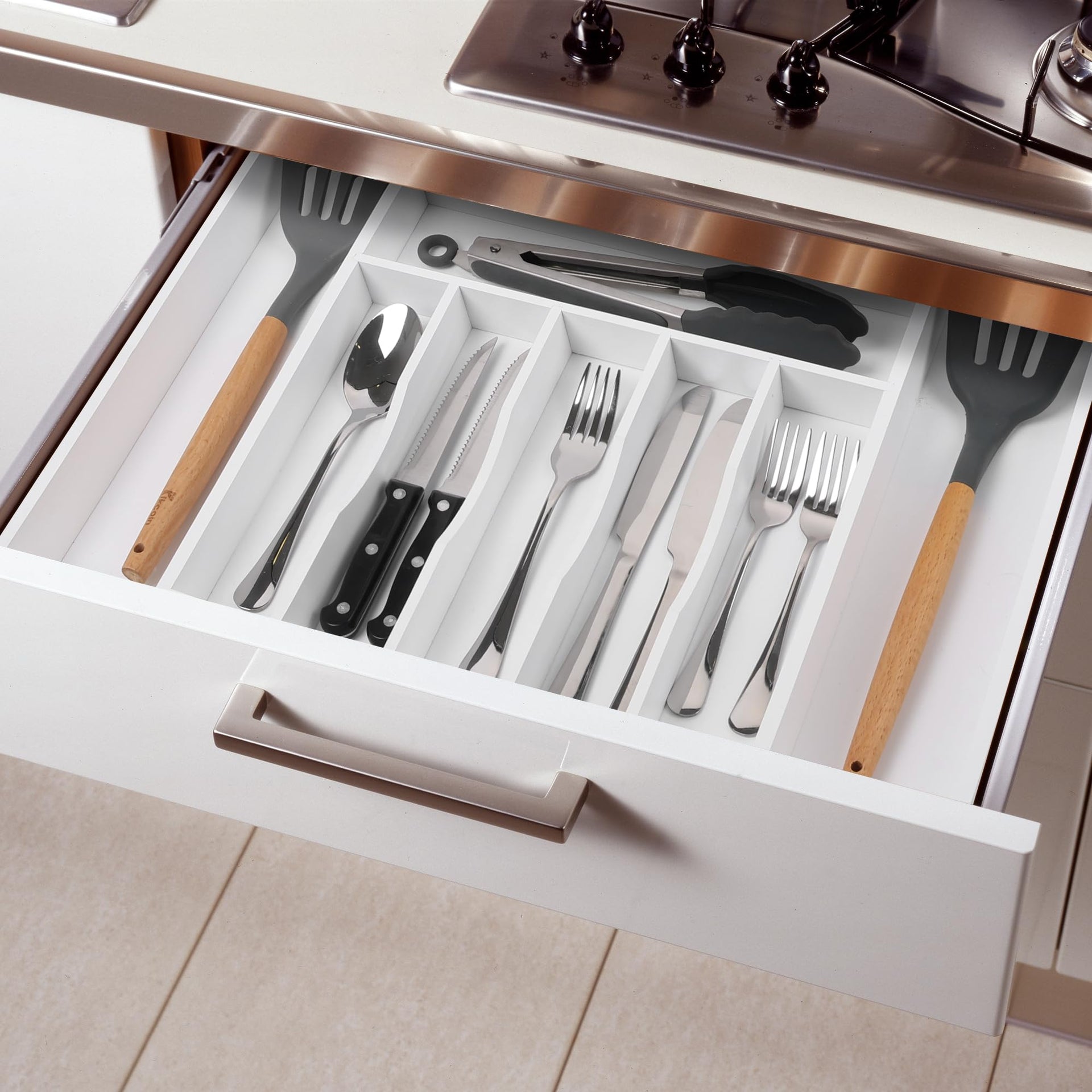Large Premium Bamboo Silverware Organizer