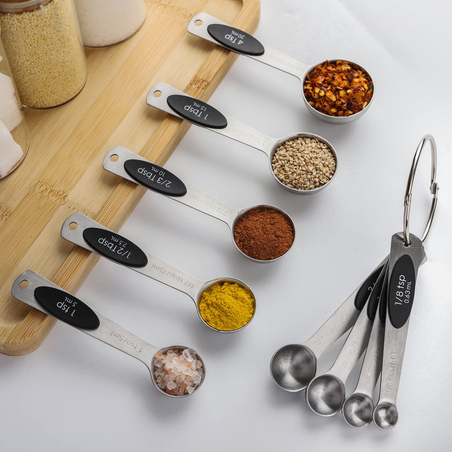 Magnetic Measuring Spoons Set of 9 Stainless Steel Measuring Spoons