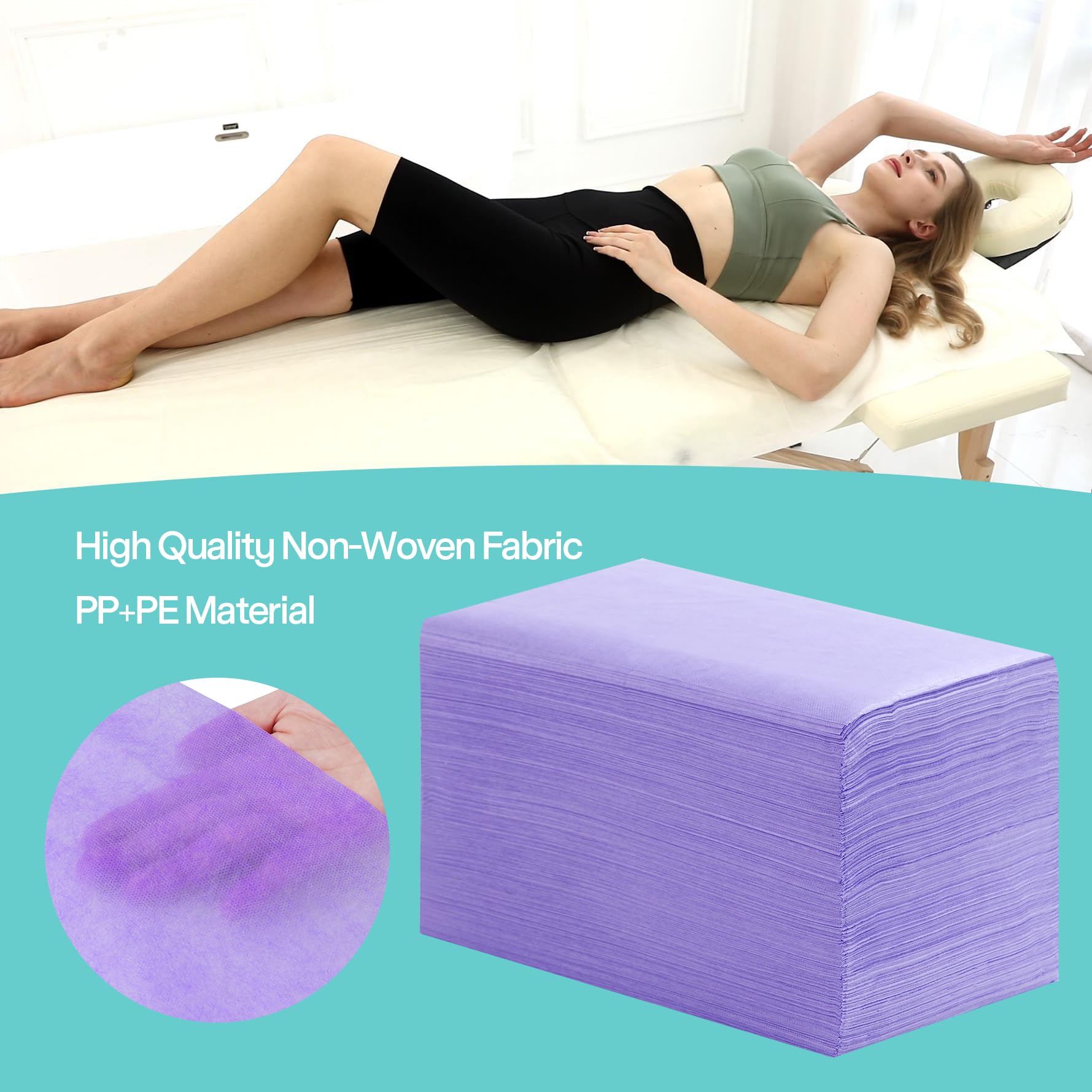 Disposable Bed Sheets for Massage Table 100 Pcs 31" x 71" Waterproof Massage Table Sheets Soft Non Woven Fabric SPA Massage Table Bed Cover Breathable for Beauty Tattoos Waxing Travel (100 Count)