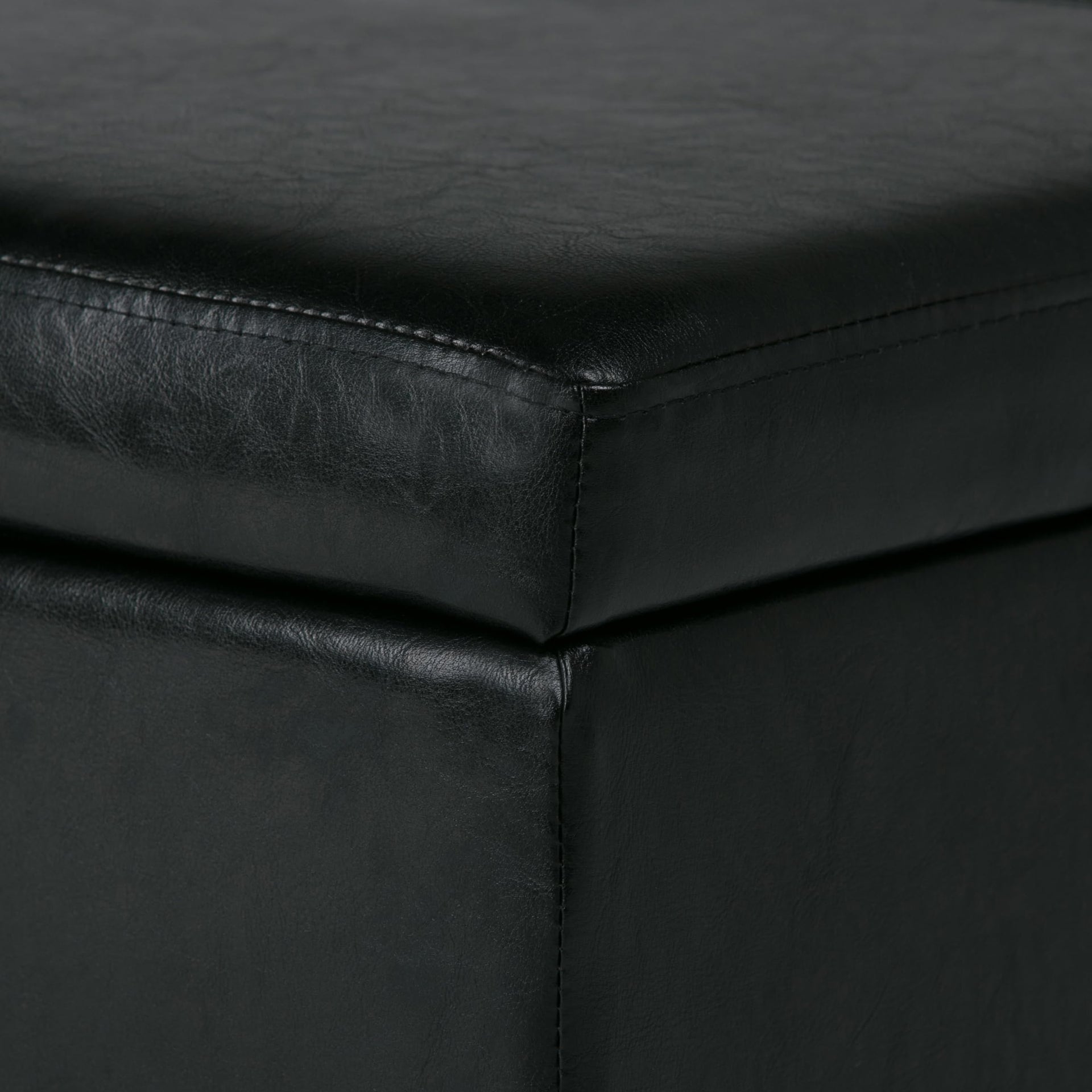 Avalon 48" Wide Vegan Leather Ottoman in Carbon Black