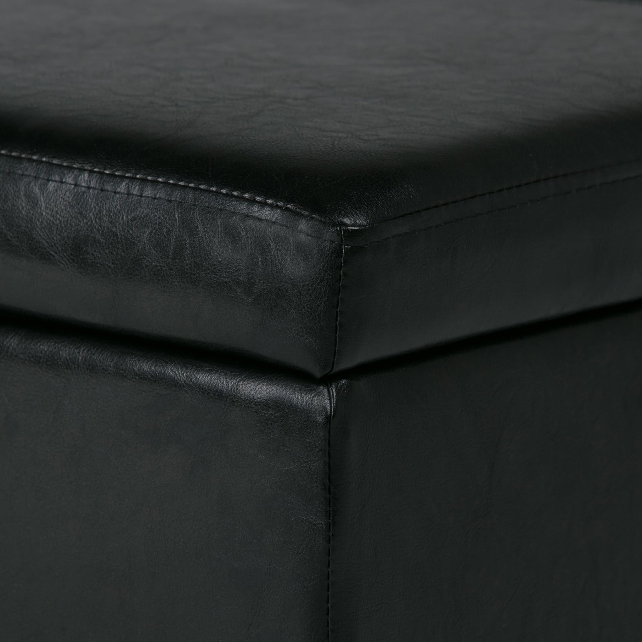 Avalon 48" Wide Vegan Leather Ottoman in Carbon Black