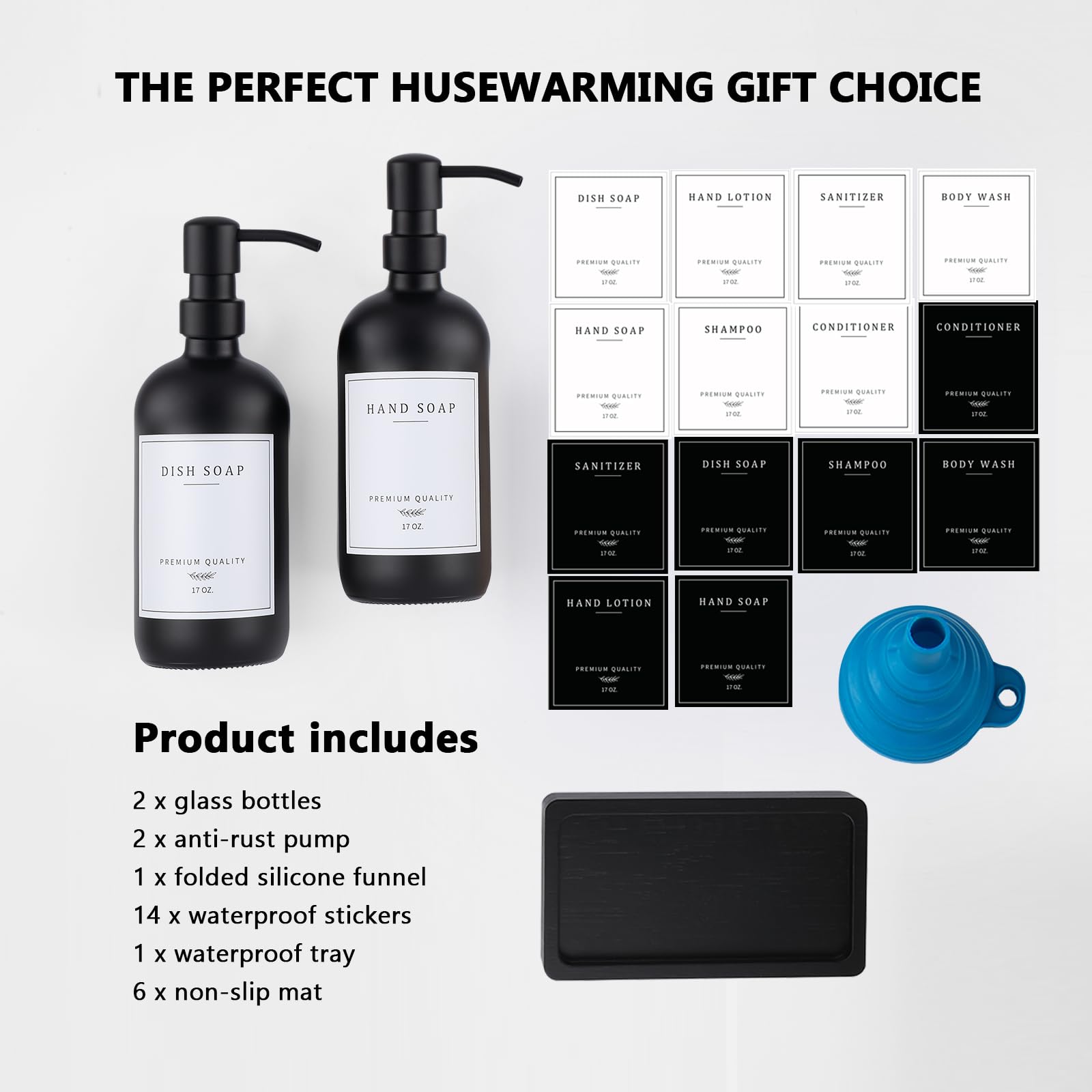 Black Thick Glass Soap Dispenser (2 Count)