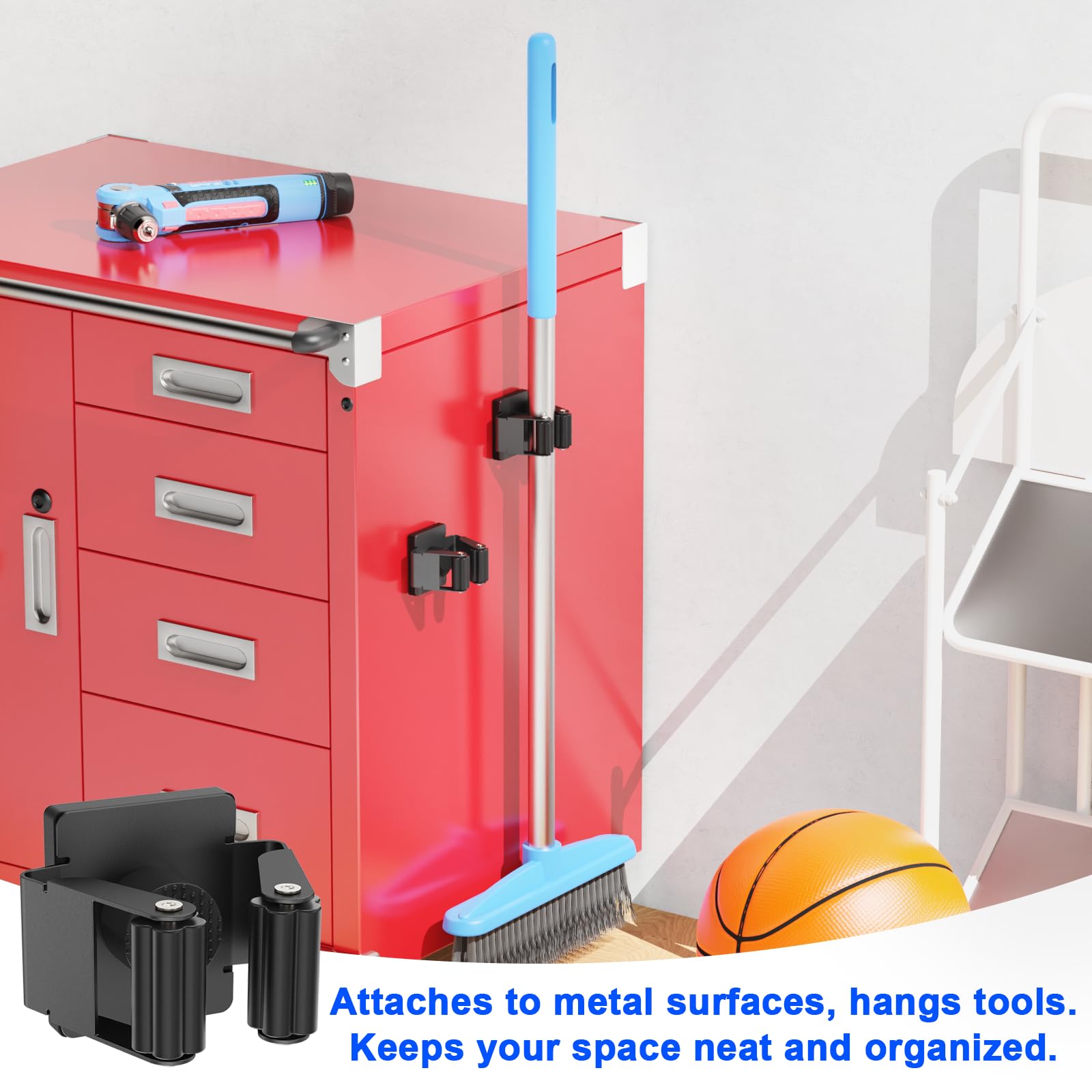 Strong Magnetic Mop Broom Holder (2 Count)