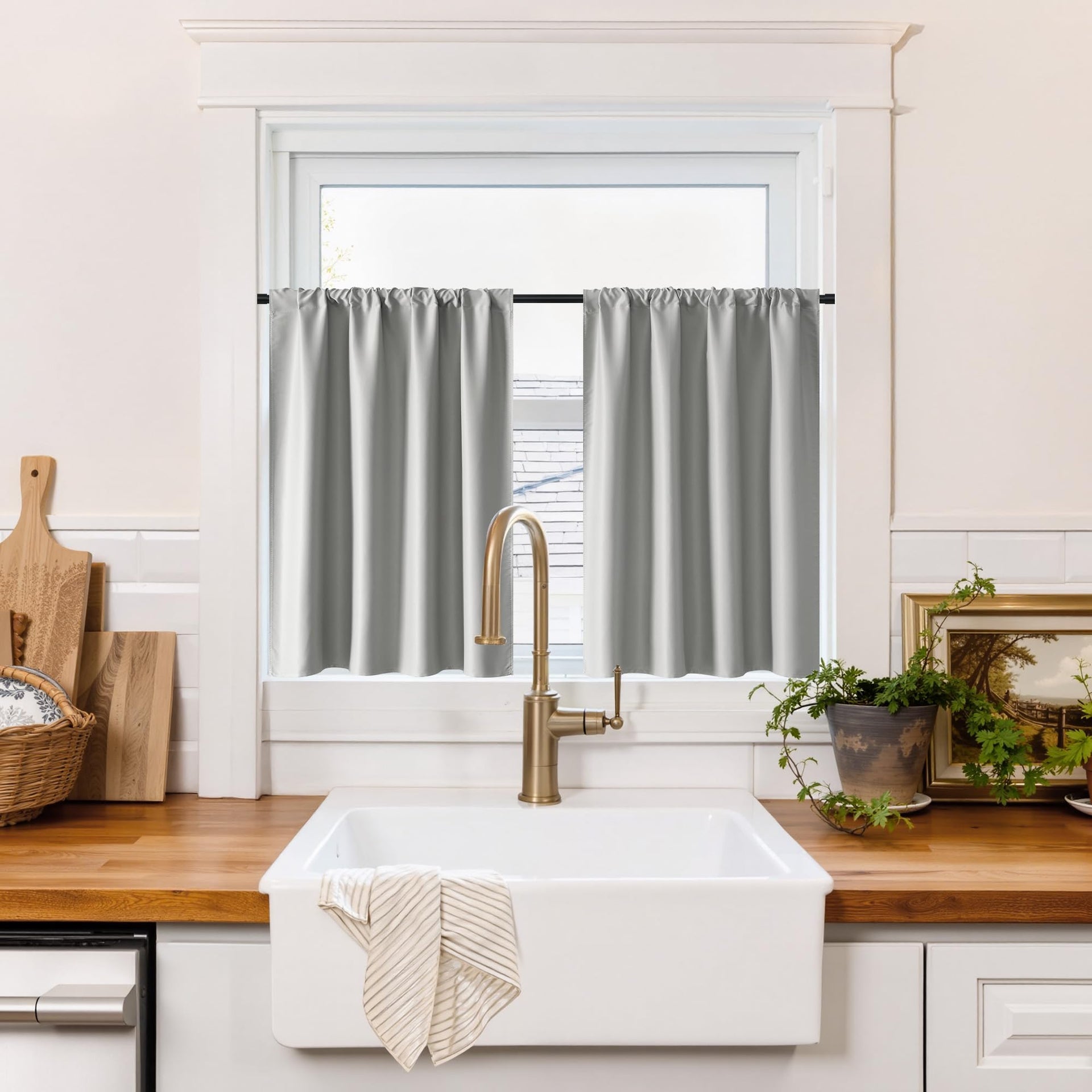 100% Blackout Bathroom Curtains Over Sink 30 inches Long (2 Count)