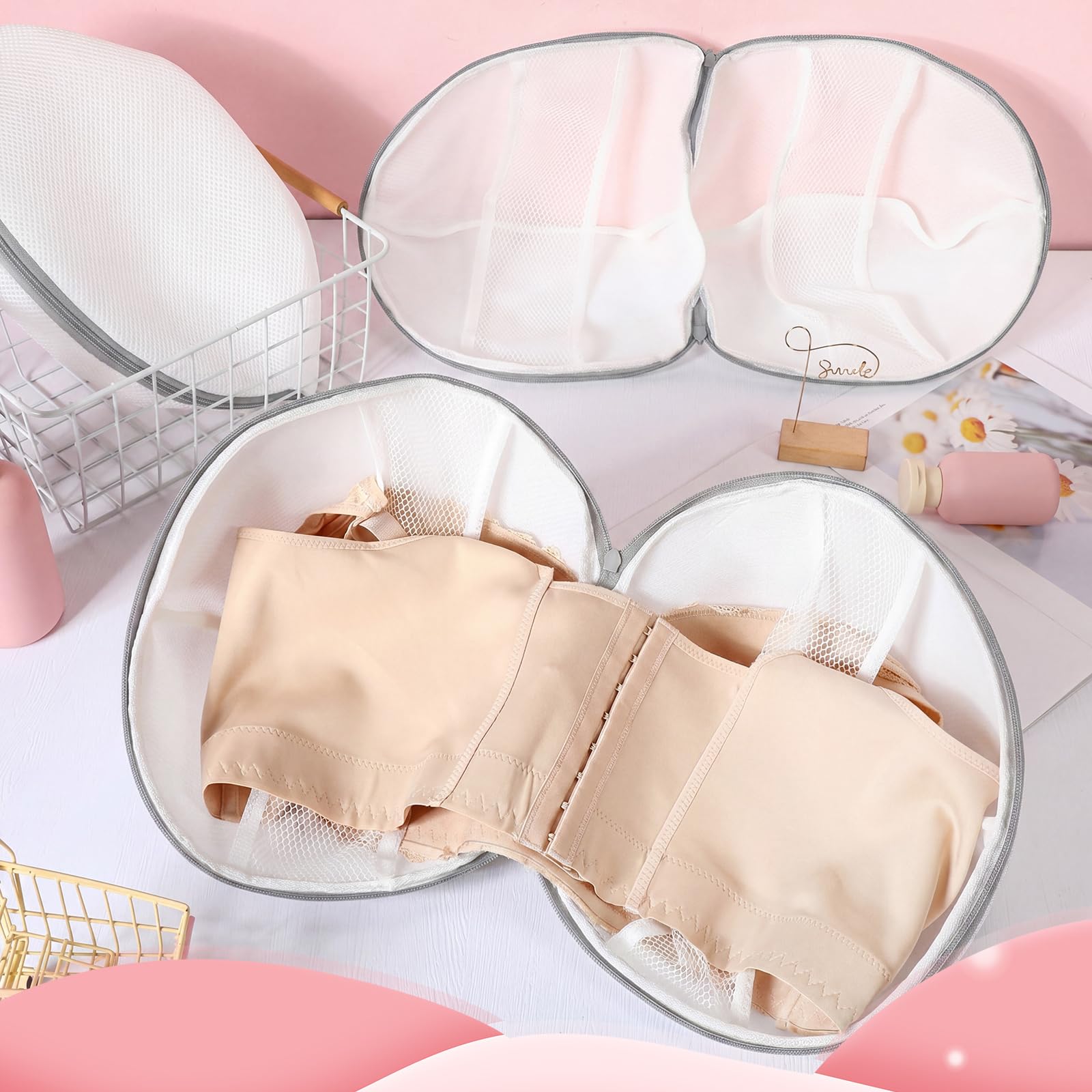 6 Pcs Bra Washing Bag for Laundry Storage Women 11.81 Inch Gray (6 Count)