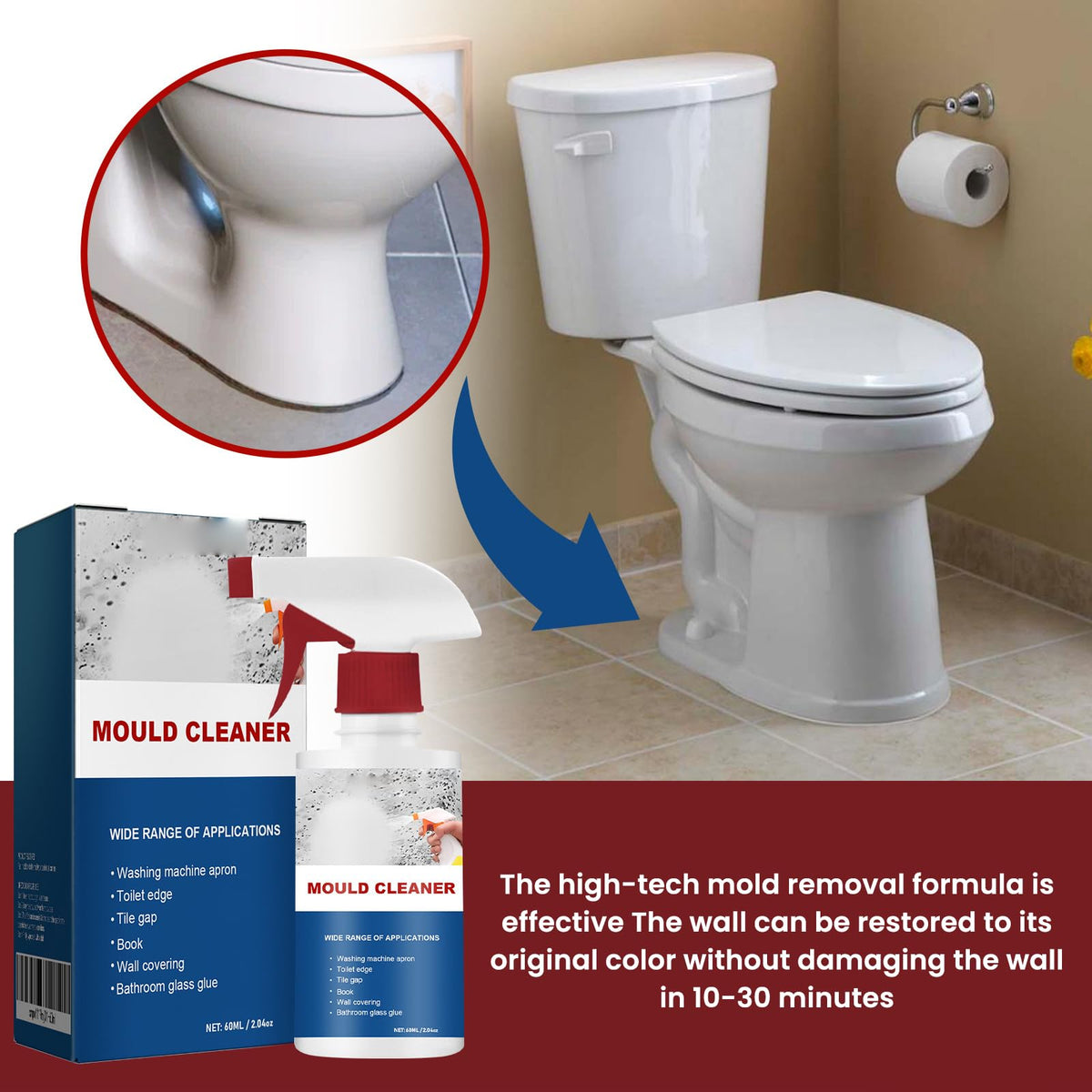 Mould Cleaner Spray Powerful Foam Cleaning Spray (2.04 Fl Oz)