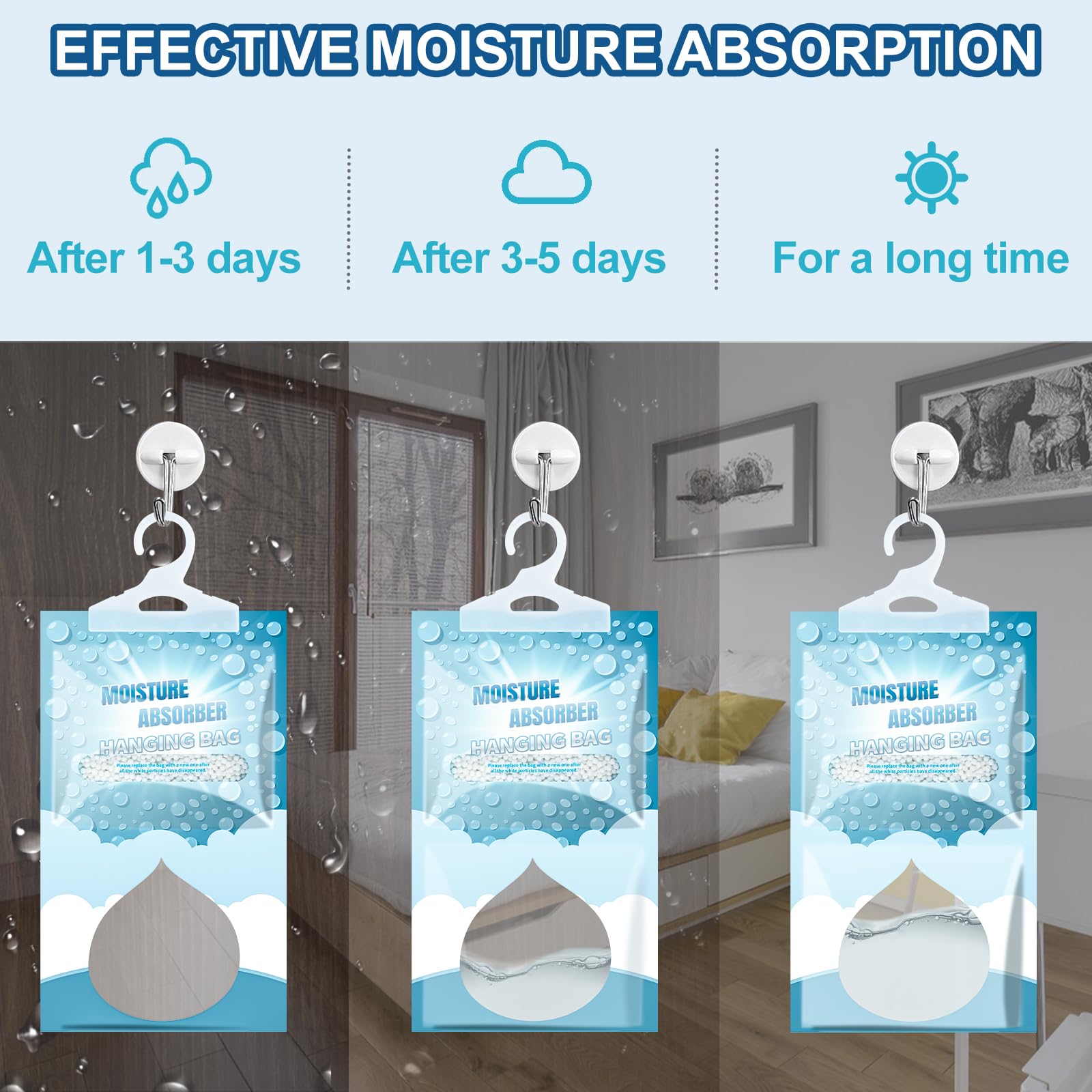 5 Pack Hanging Closet Dehumidifier Bags Moisture Absorbers for Cars (5 Count)