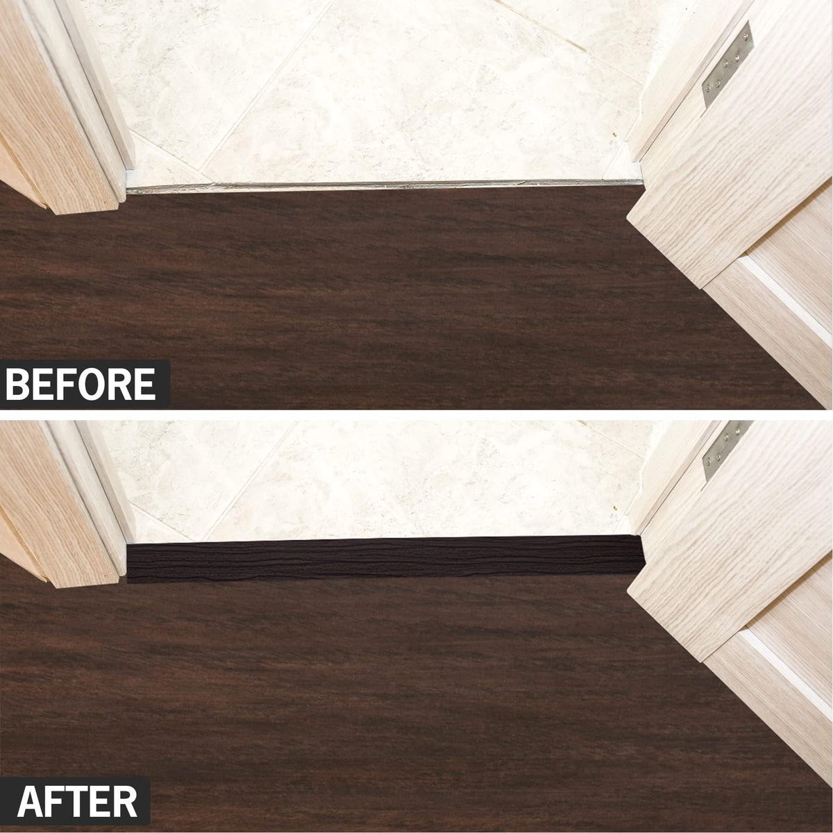 10Ft Floor Transition Strip Self Adhesive Vinyl Cover Floor Strip Flat Divider Transition Strip Wood Grain Design for Laminate Floor Gaps and Doorway Transitions (10 Foot)