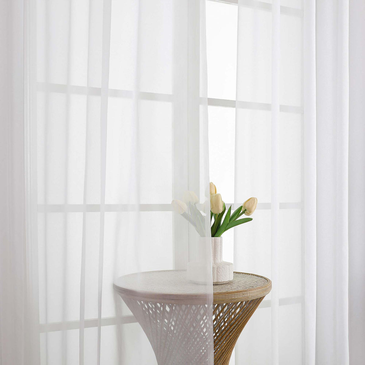 White Sheer Curtains 96 Inches Long 2 Panels (2 Count)