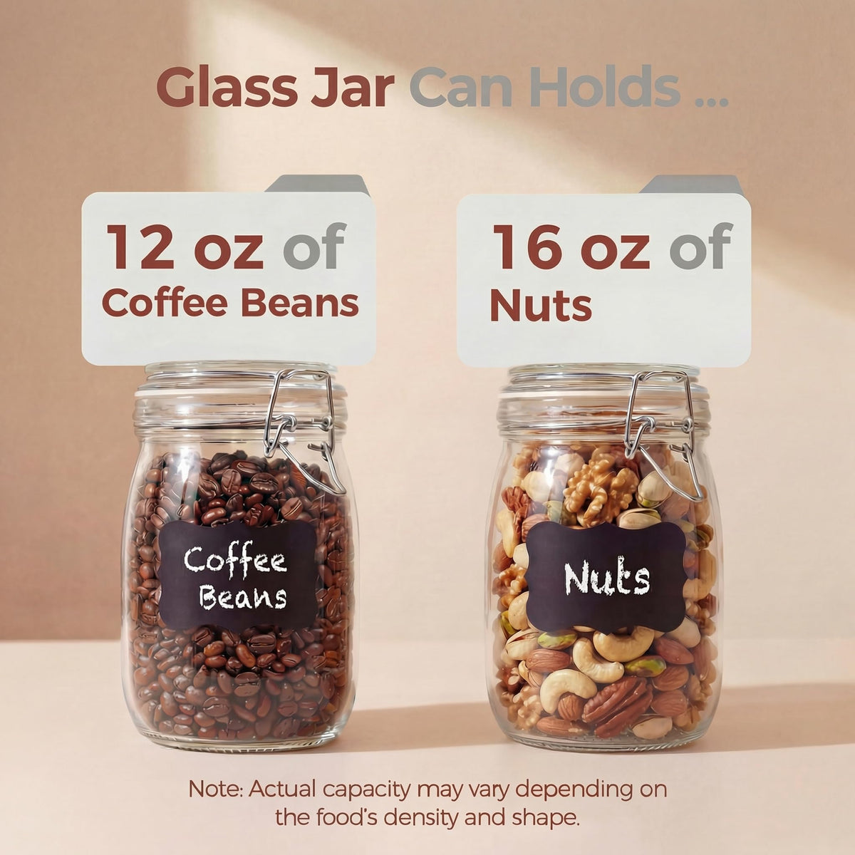 32 oz Round Glass Jars with Airtight Lids (4 Count)