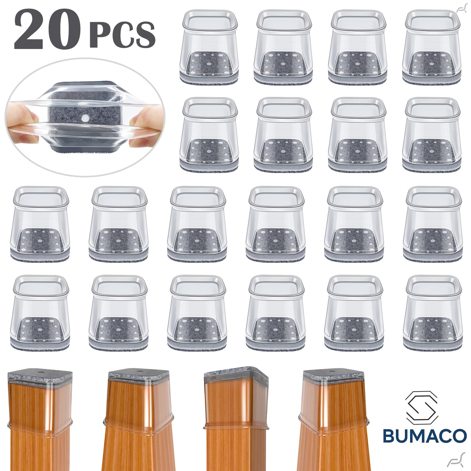 Chair Leg Floor Protectors for Hardwood Floors Anti (20 Count)