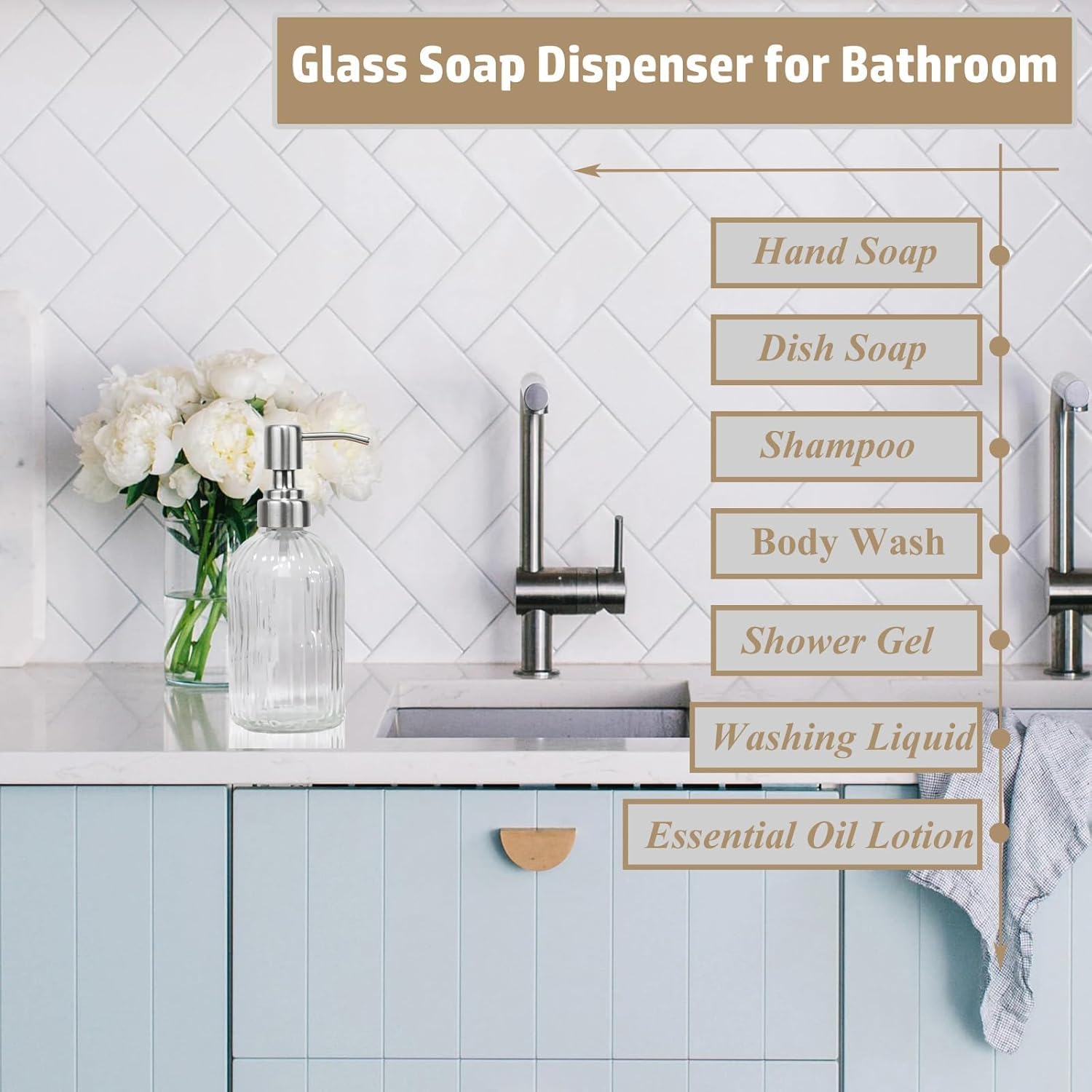 14Oz Clear Soap Dispenser Bathroom (2 Count)