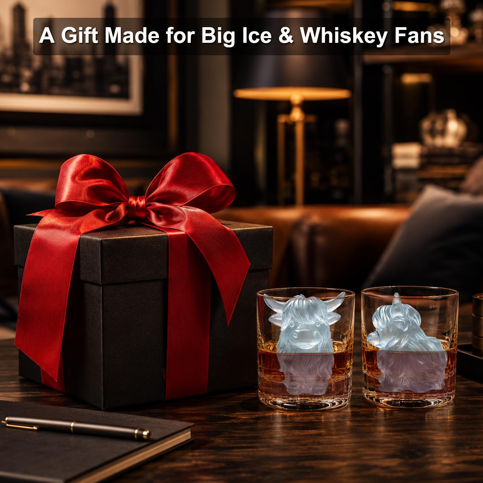 3D Highland Cow Ice Cube Silicone Molds Tray for Whiskey (2 Count)
