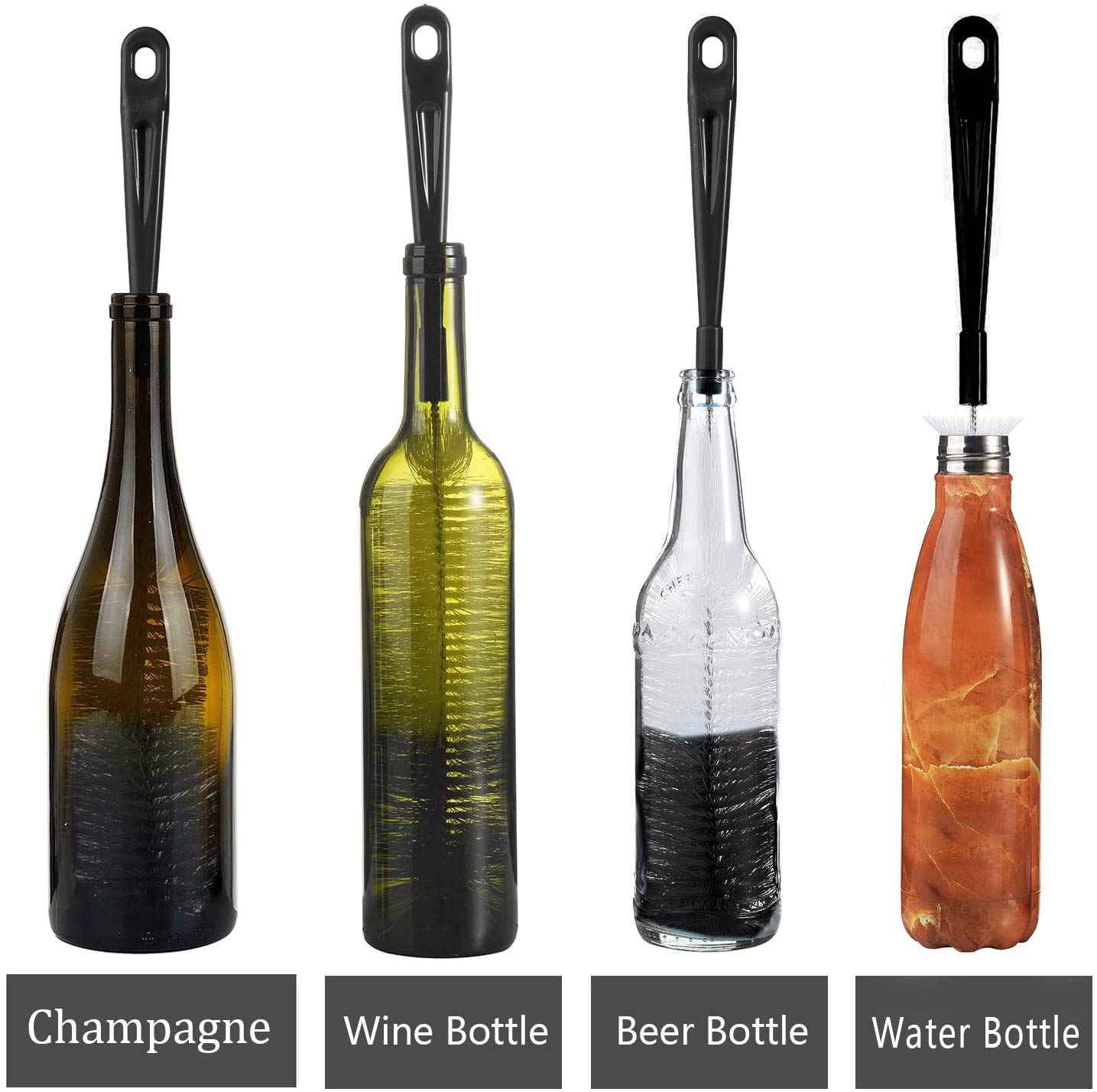 3 Pack Long Black Bottle Cleaning Brush for Narrow Neck Beer