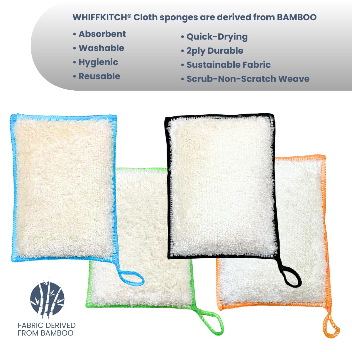Cloth Kitchen Sponges Scrub Reusable Durable 4pk 4x5x1.25in