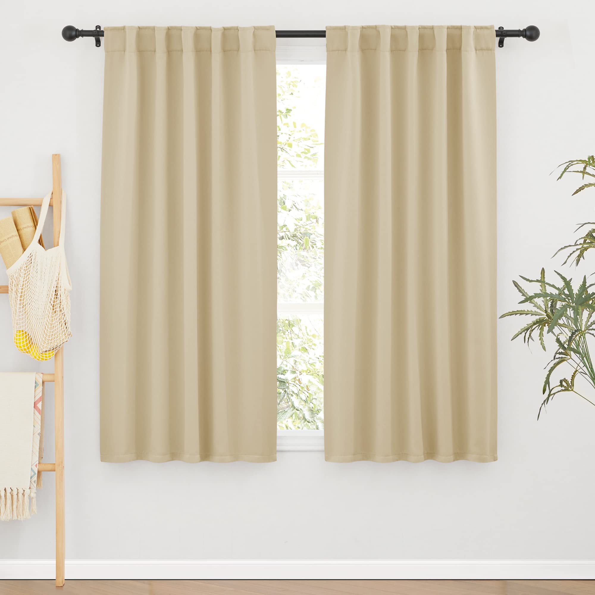Blackout Curtains 63 inches Long for Bedroom (2 Count)