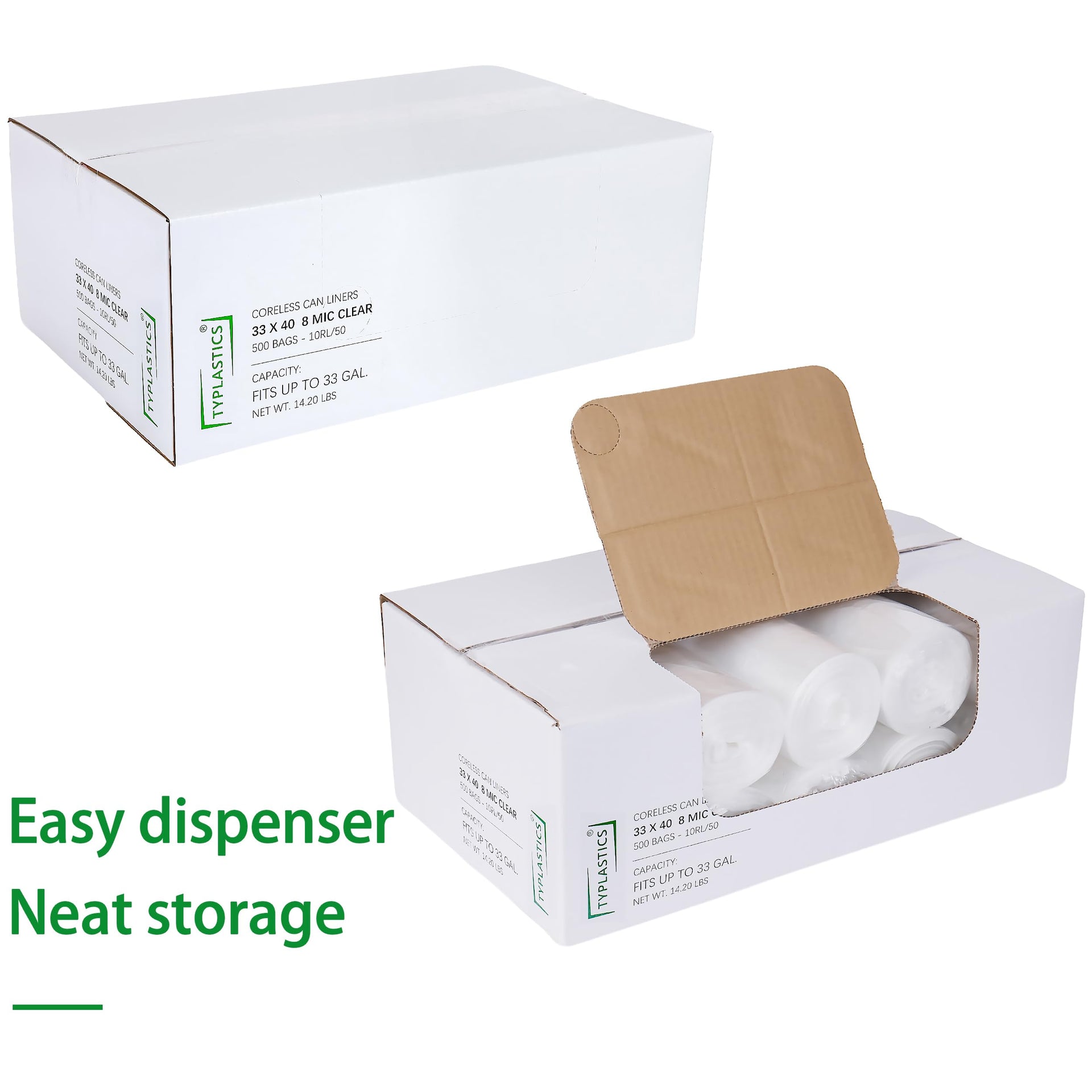 33 Gallon Clear Trash Can Liners (500 Count)