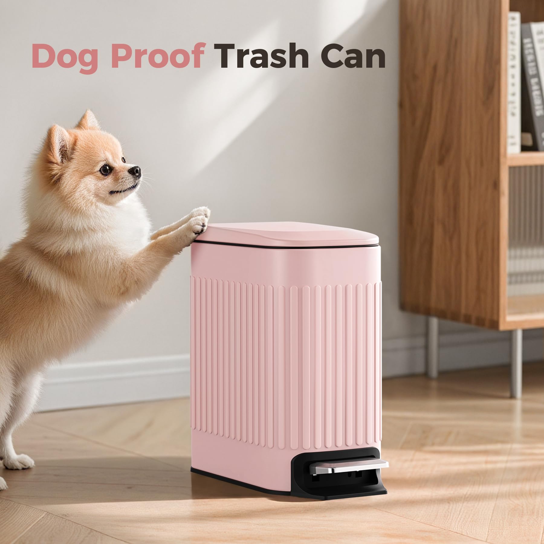 Slim Bathroom Trash Can with Lid Soft Close & Pedal