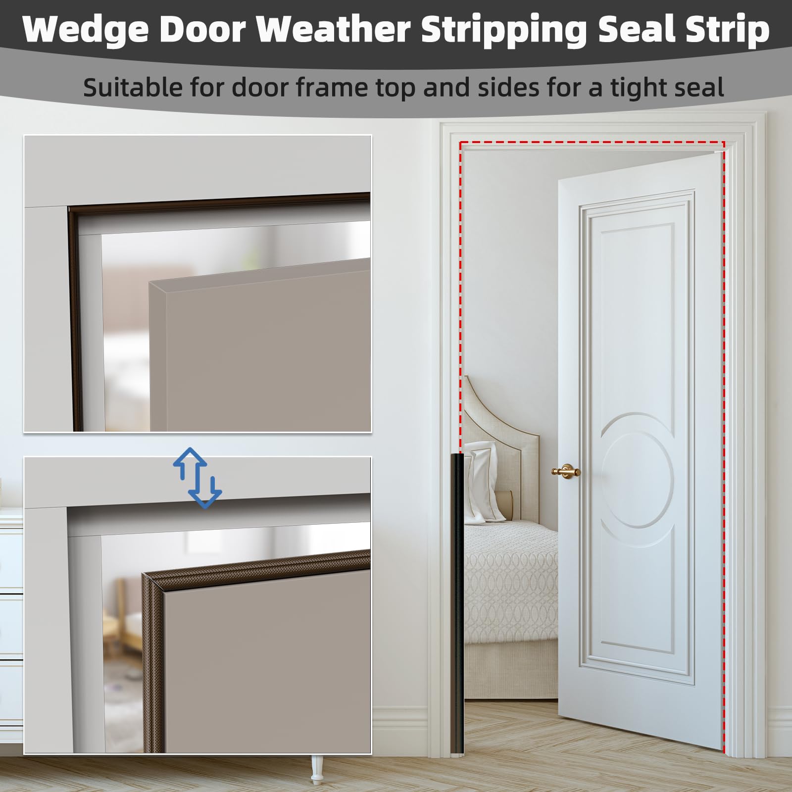 3Pcs×196" Wedge Weather Stripping Door Seal for Door Frame & Window