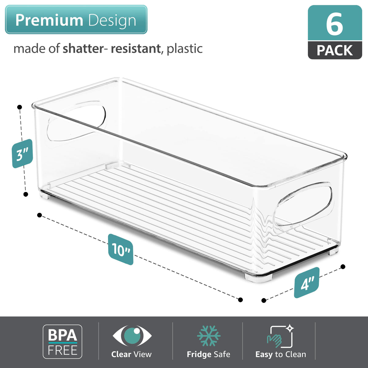 Stackable Refrigerator Organizer Bins (6 Count)