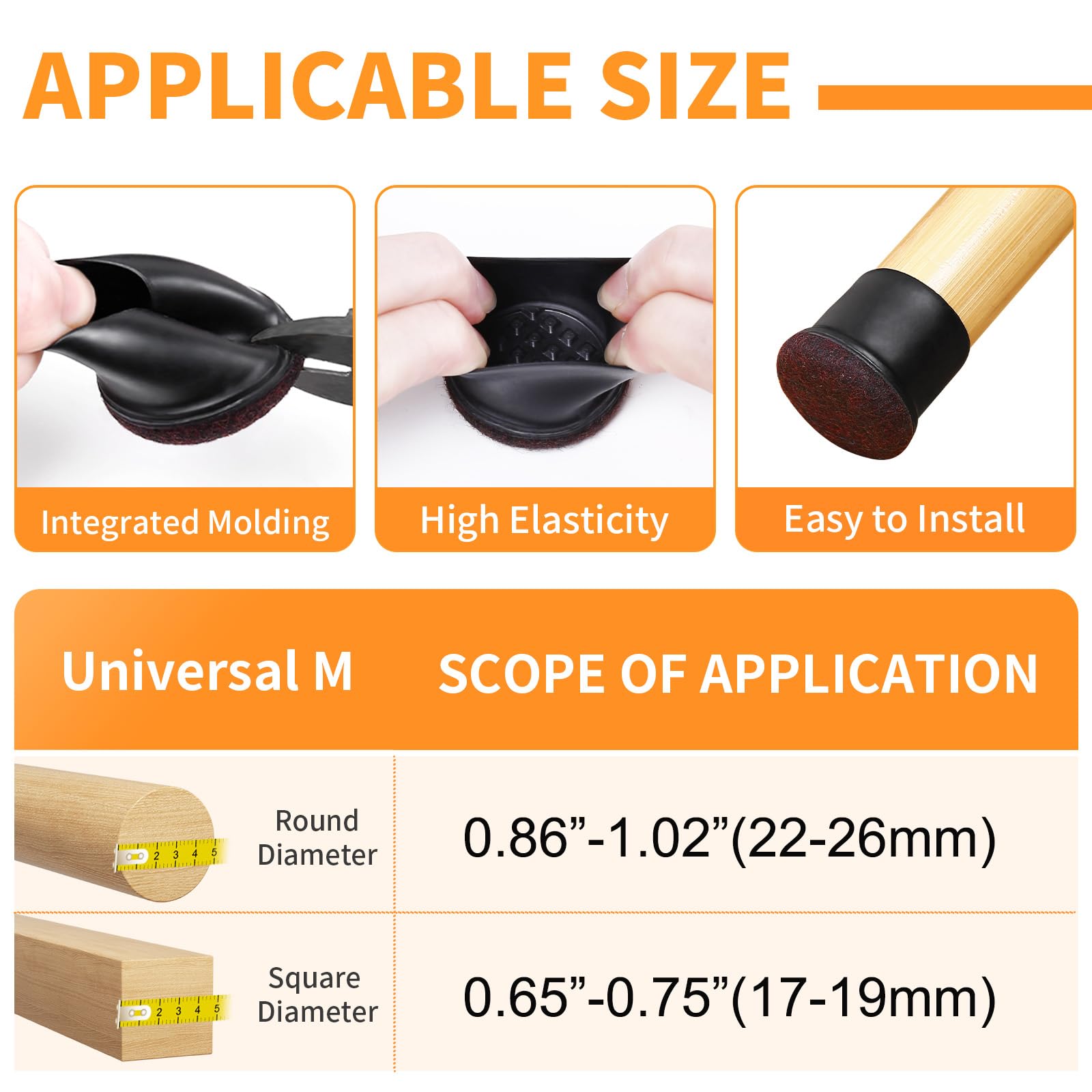 24 Pcs Round Silicone Chair Leg Floor Protectors with Felt (24 Count)
