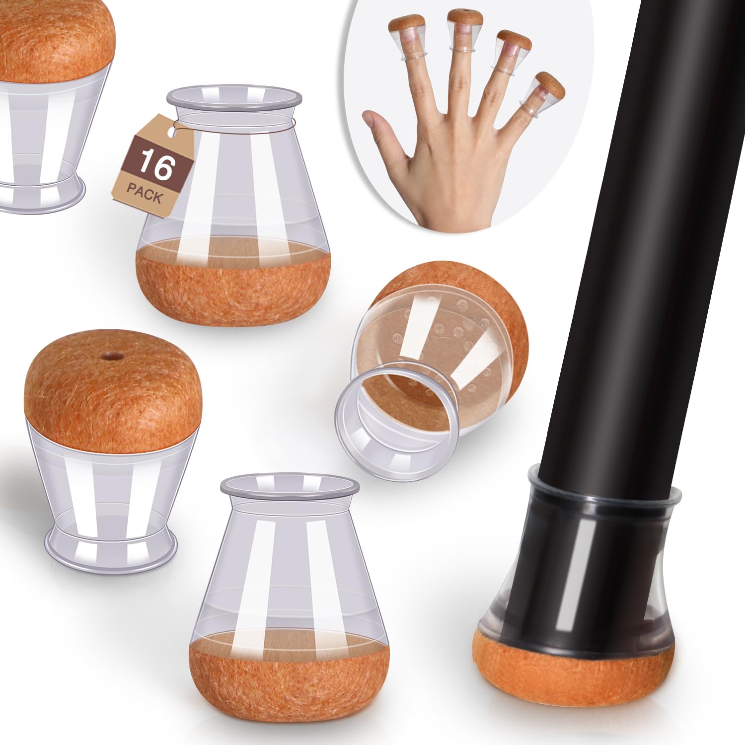 Chair Leg Floor Protectors Felt Silicone Caps Strengthen Bottom (16 Count)