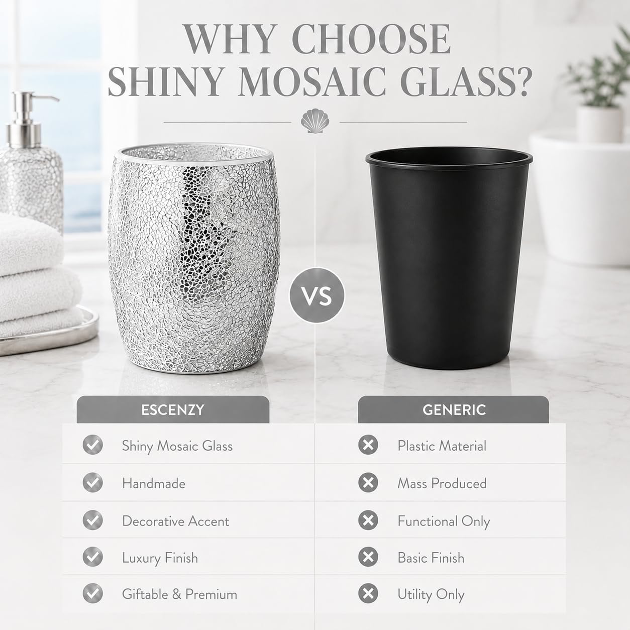 Silver Bathroom Trash Can