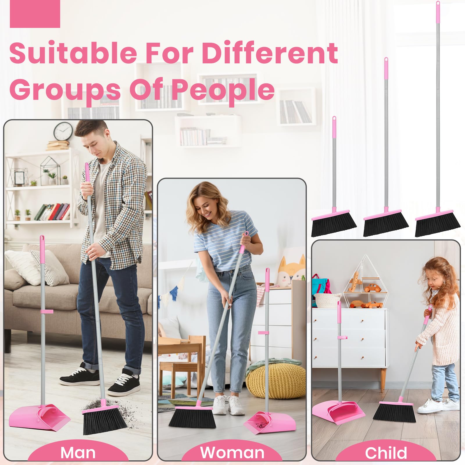 Pink Broom and Dustpan Set