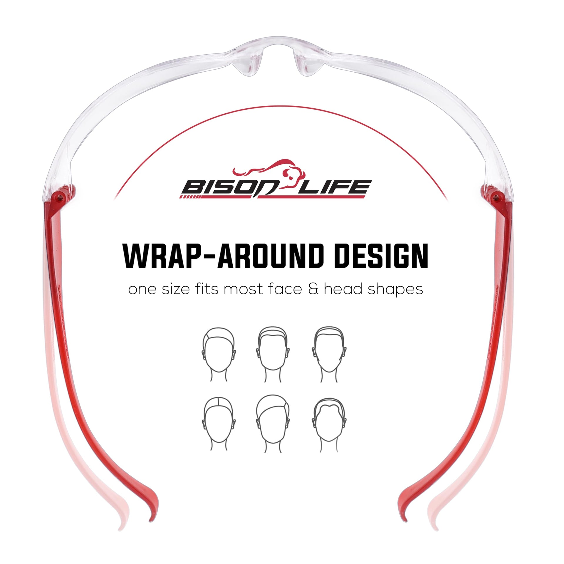 Clear Lens Red Temple Safety Glasses Bulk 6 Pack (6 Count)