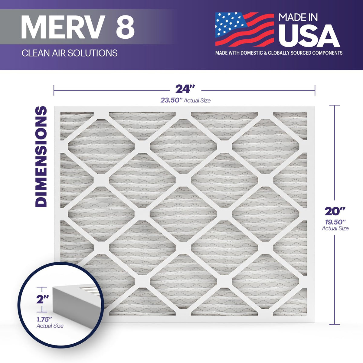 TruFilter 20x24x2 Air Filter MERV 8 (4 Count)