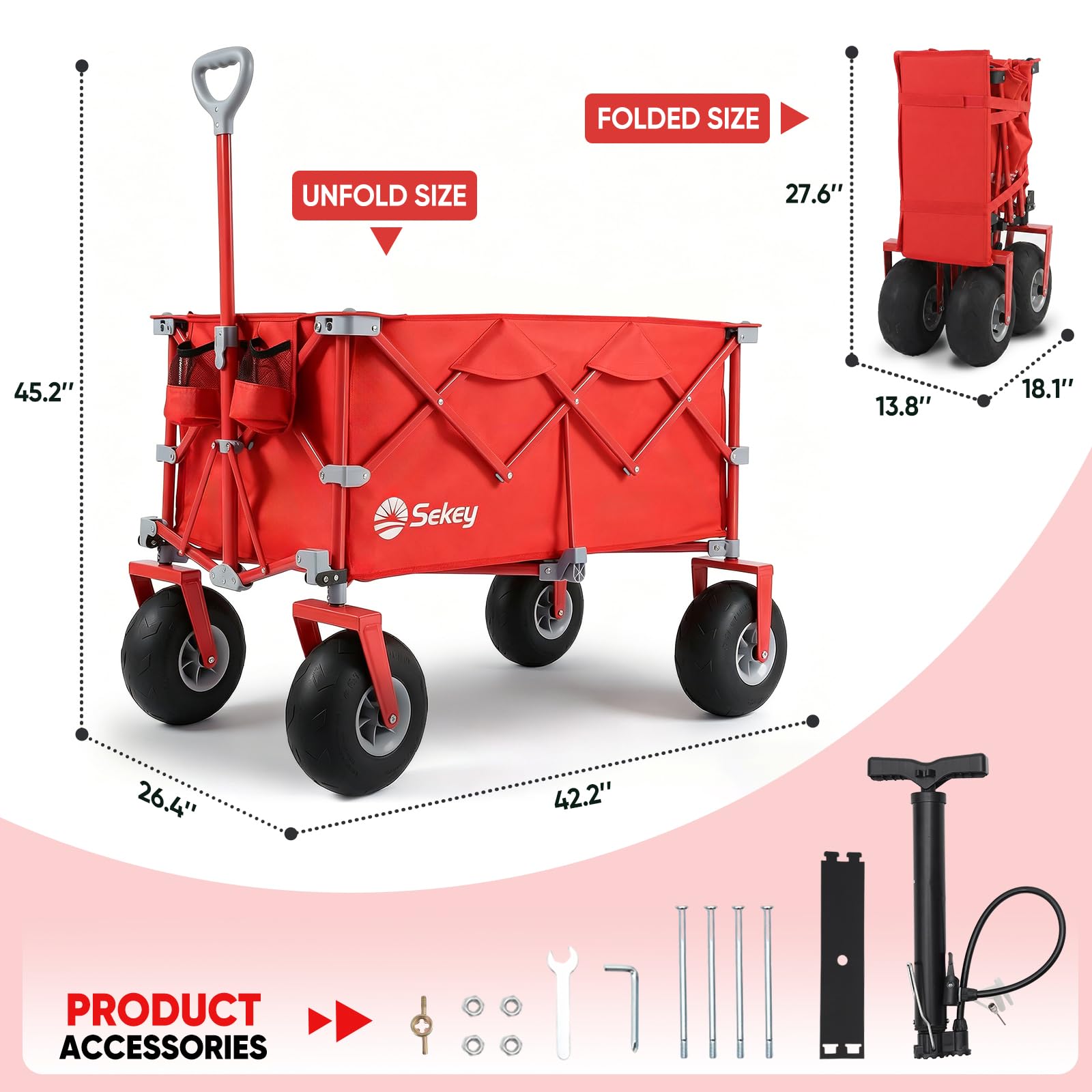 Heavy Duty Beach Wagon with 9" Big Sand