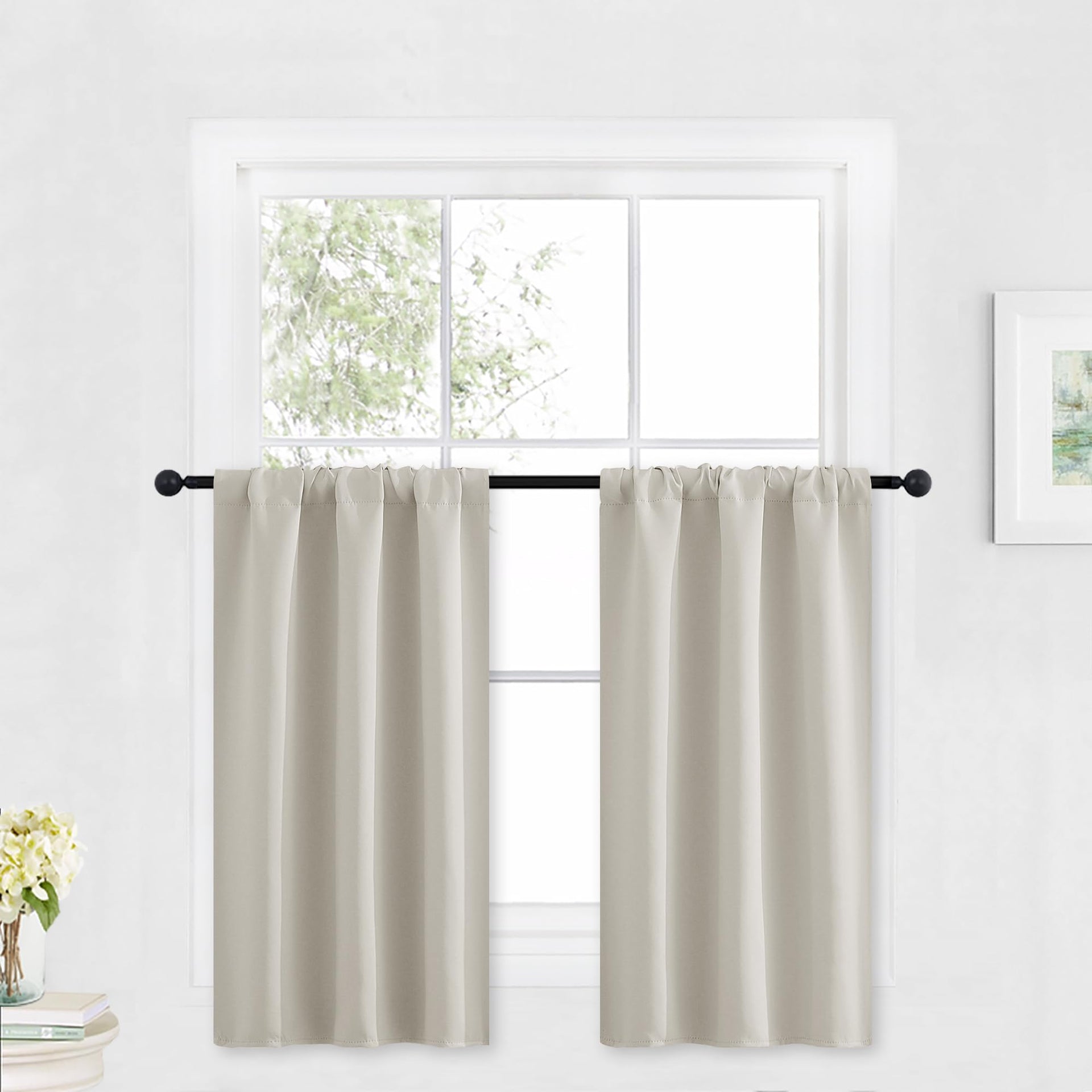 Kitchen Curtains Over Sink 36 inch Length for Cabinet (2 Count)