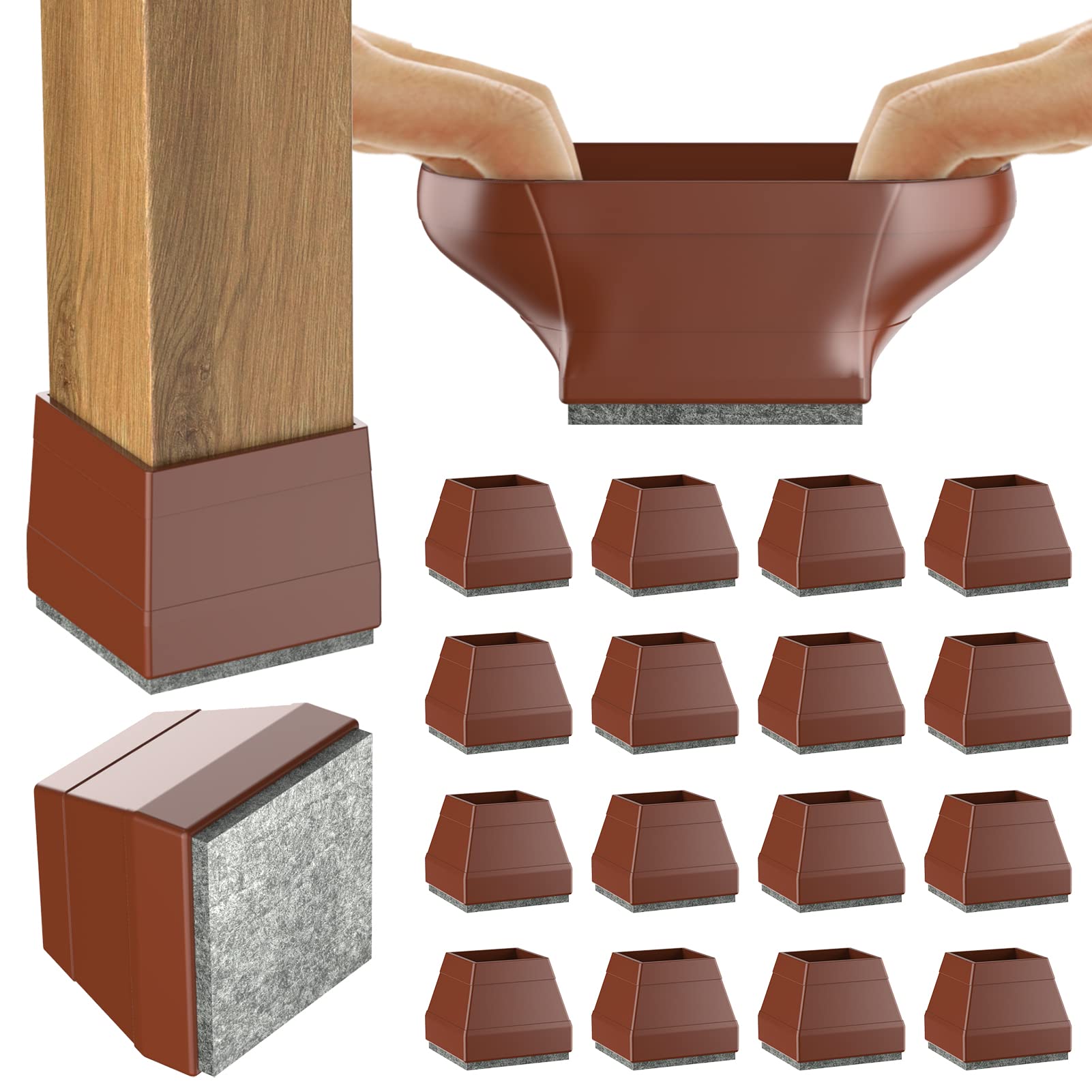 Square Chair Leg Protectors for Hardwood Floors (16 Count)