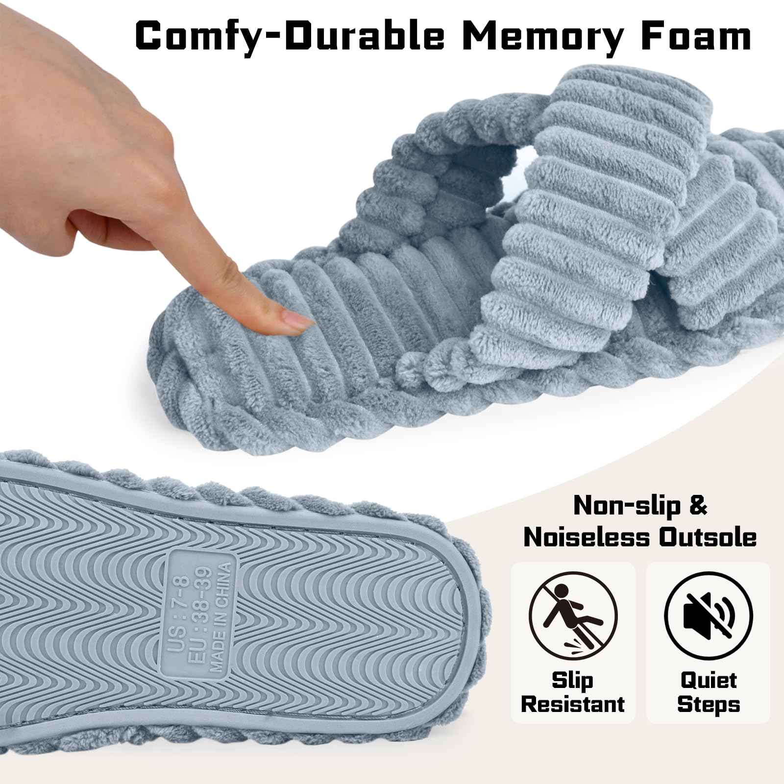 Women's Cozy Slippers Crossbands & Memory Foam
