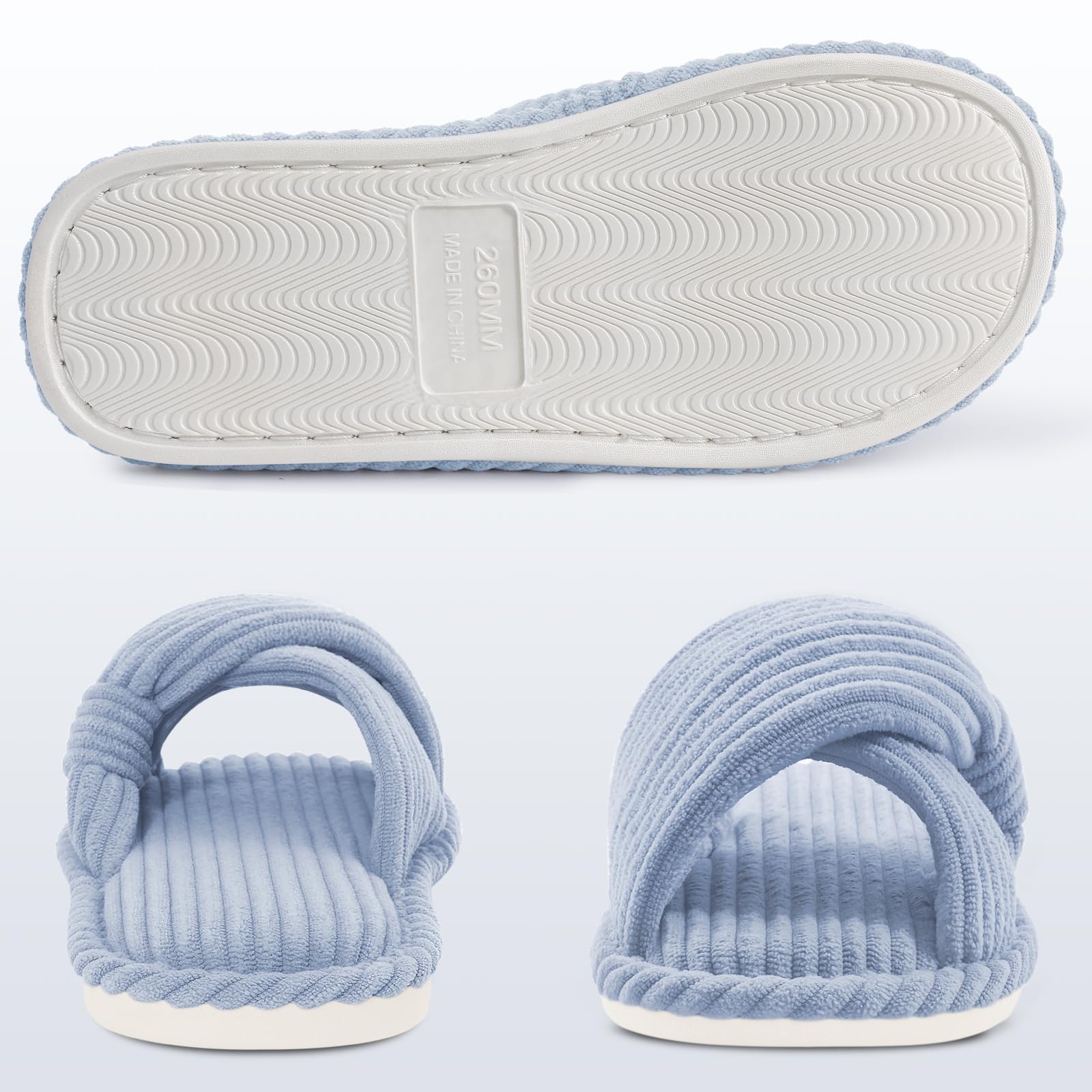 Summer House Slippers for Women Corduroy Open Toe Indoor Slippers