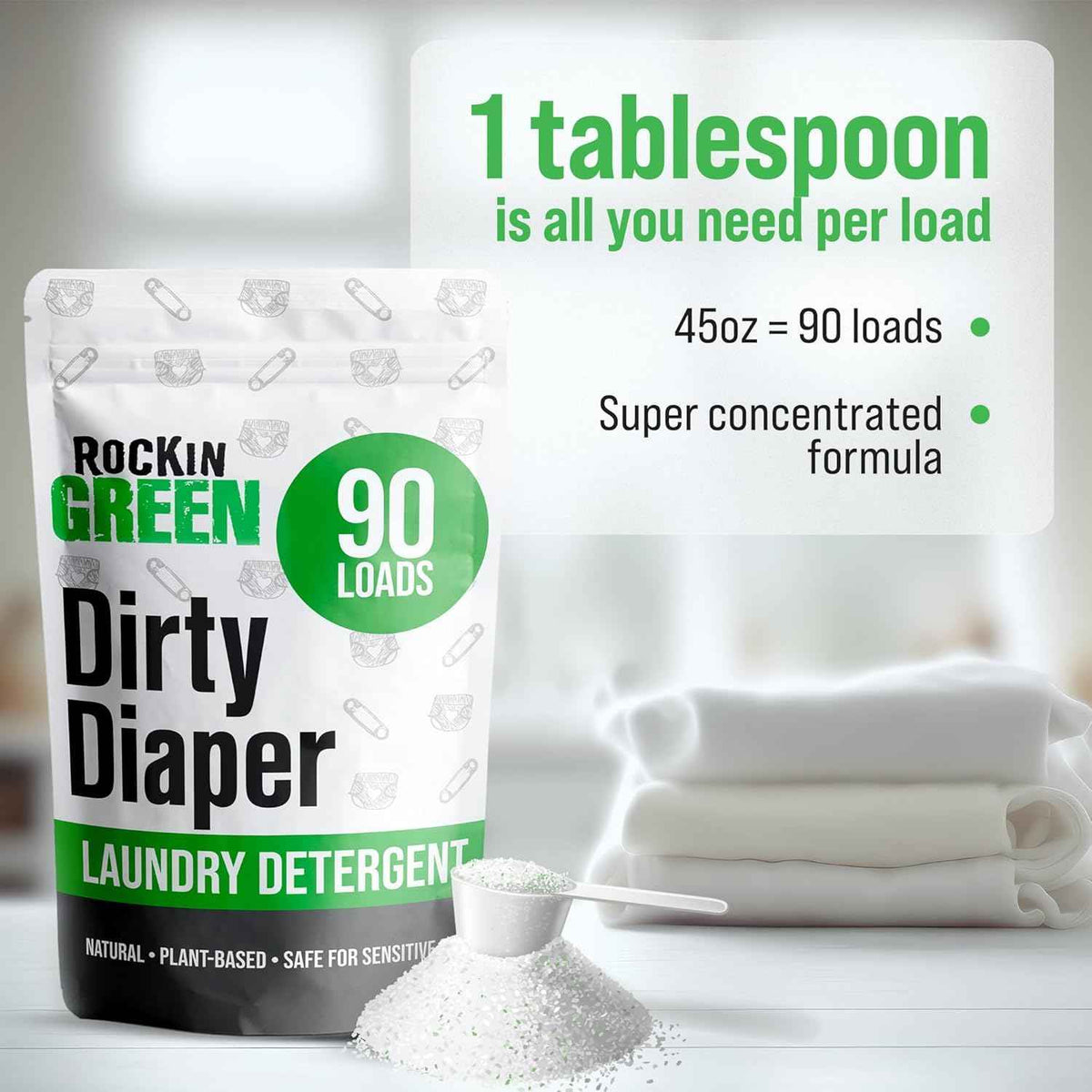 Baby Laundry Detergent Unscented Dirty Diaper 90 Loads (90 Ounce)