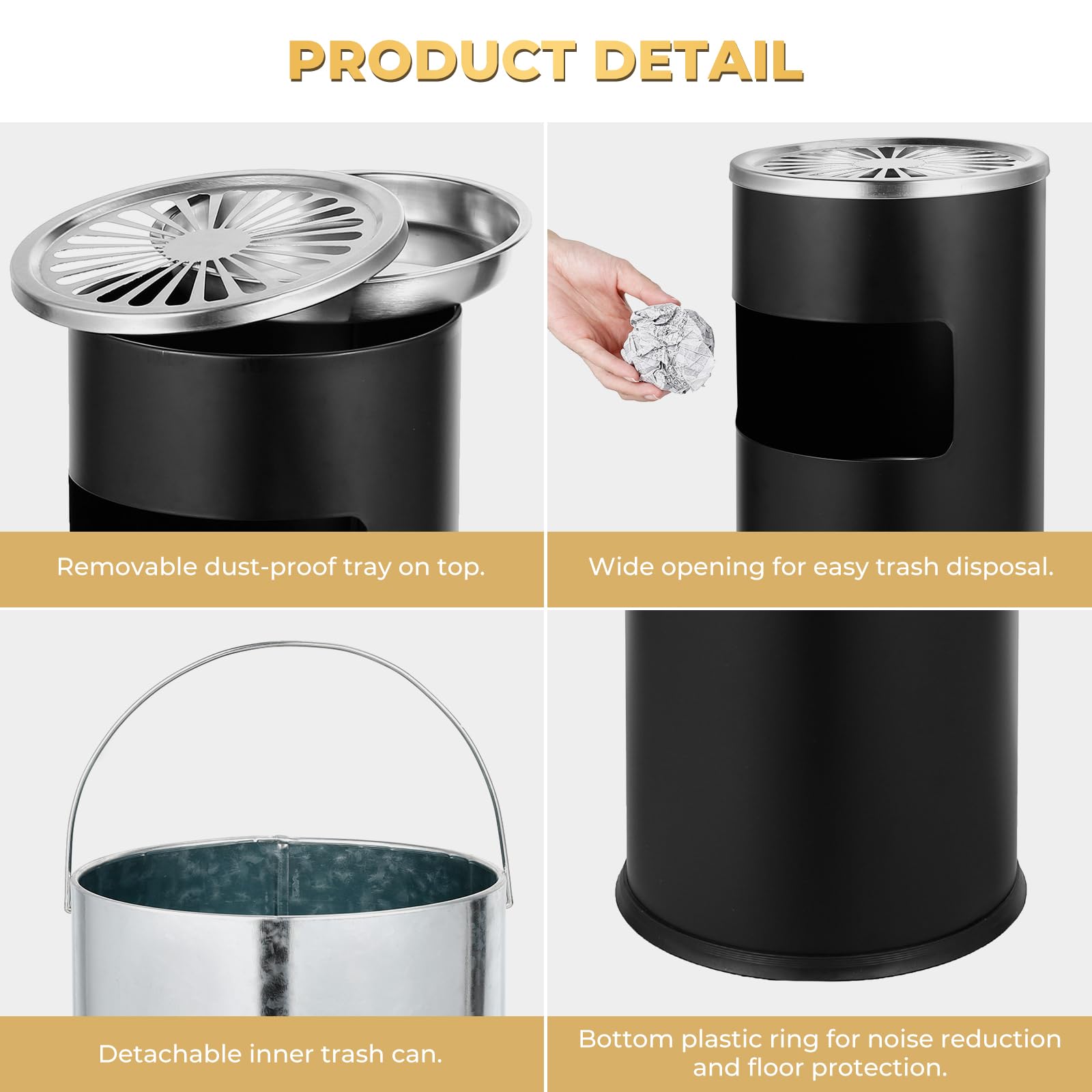 Round Stainless Steel Outdoor Trash Can