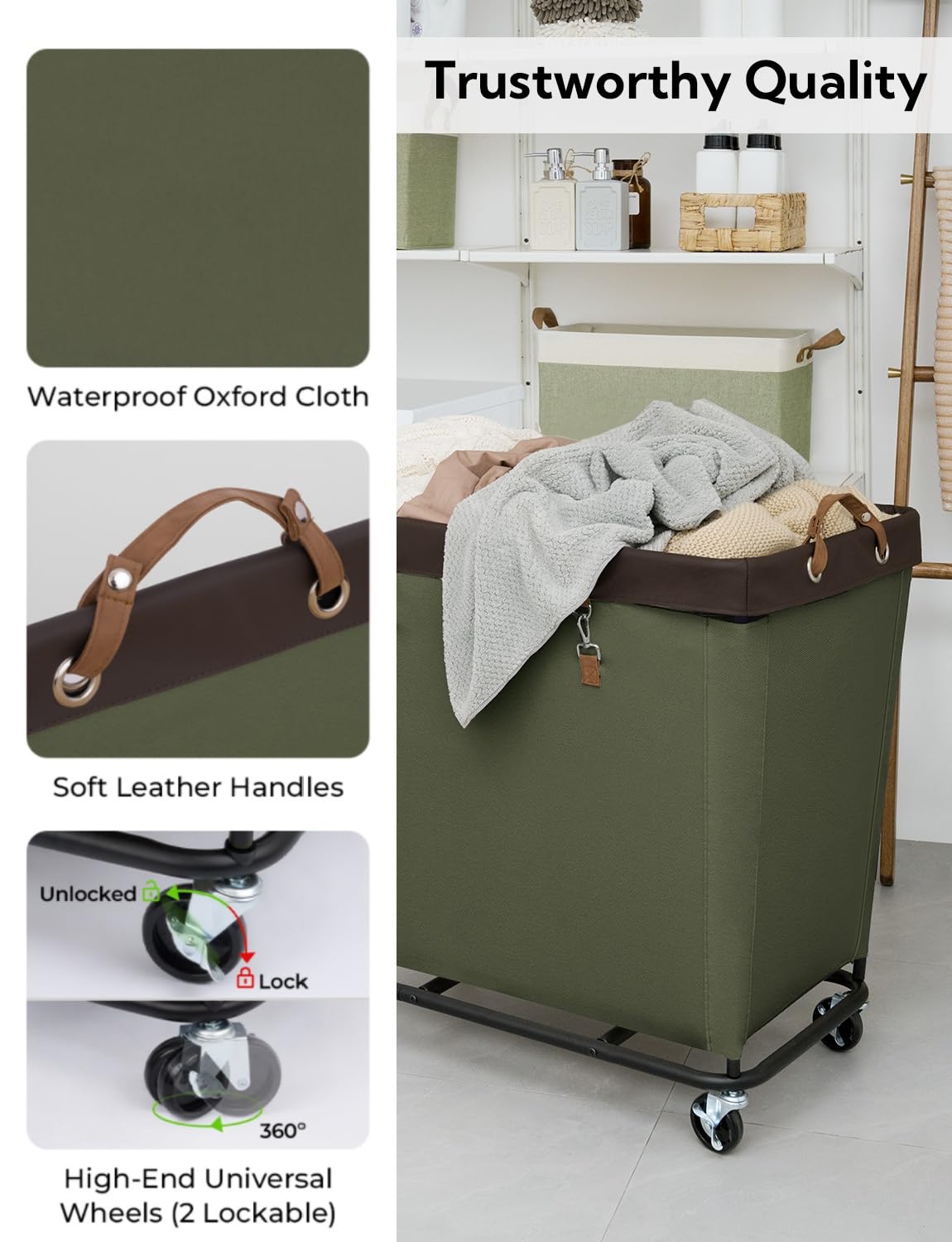 320L Laundry Basket with Wheels