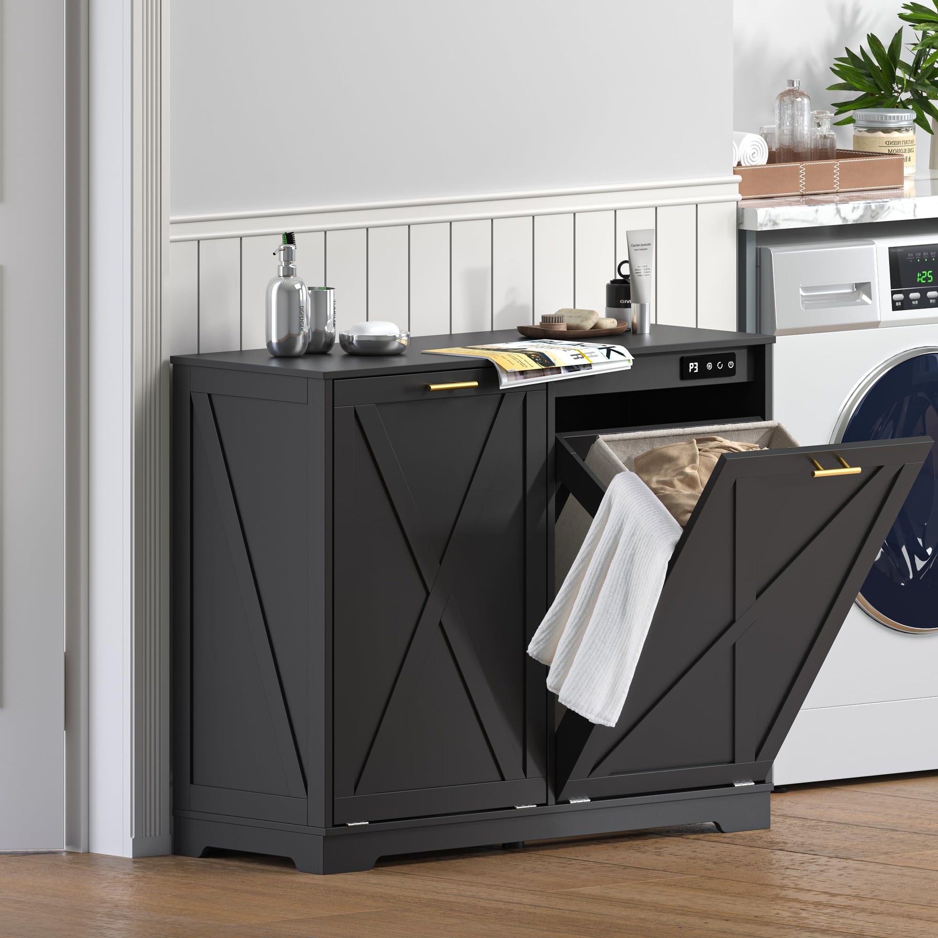 Tilt Out Trash Can Cabinet for 2 Bins