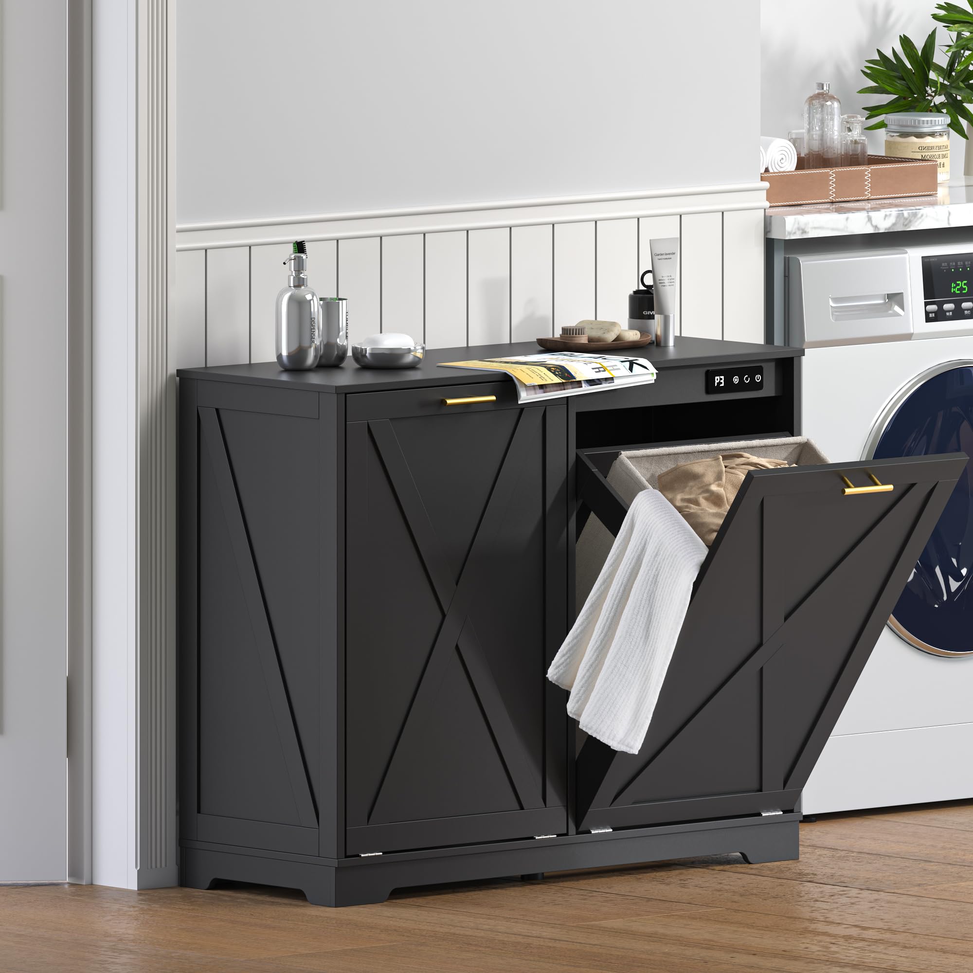 Tilt Out Trash Can Cabinet for 2 Bins