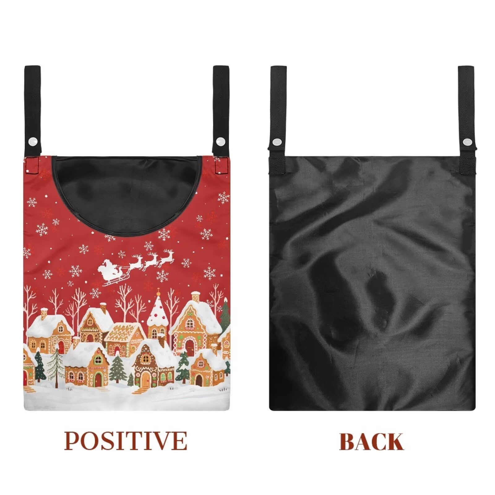 Red Christmas Village Laundry Clothespin Bags Hanging Storage Organizer 12 x 14.5 Inch Clothes Pin Bag Waterproof Clothespin Bag Clothespins Holder Large Opening and Hanging Rope