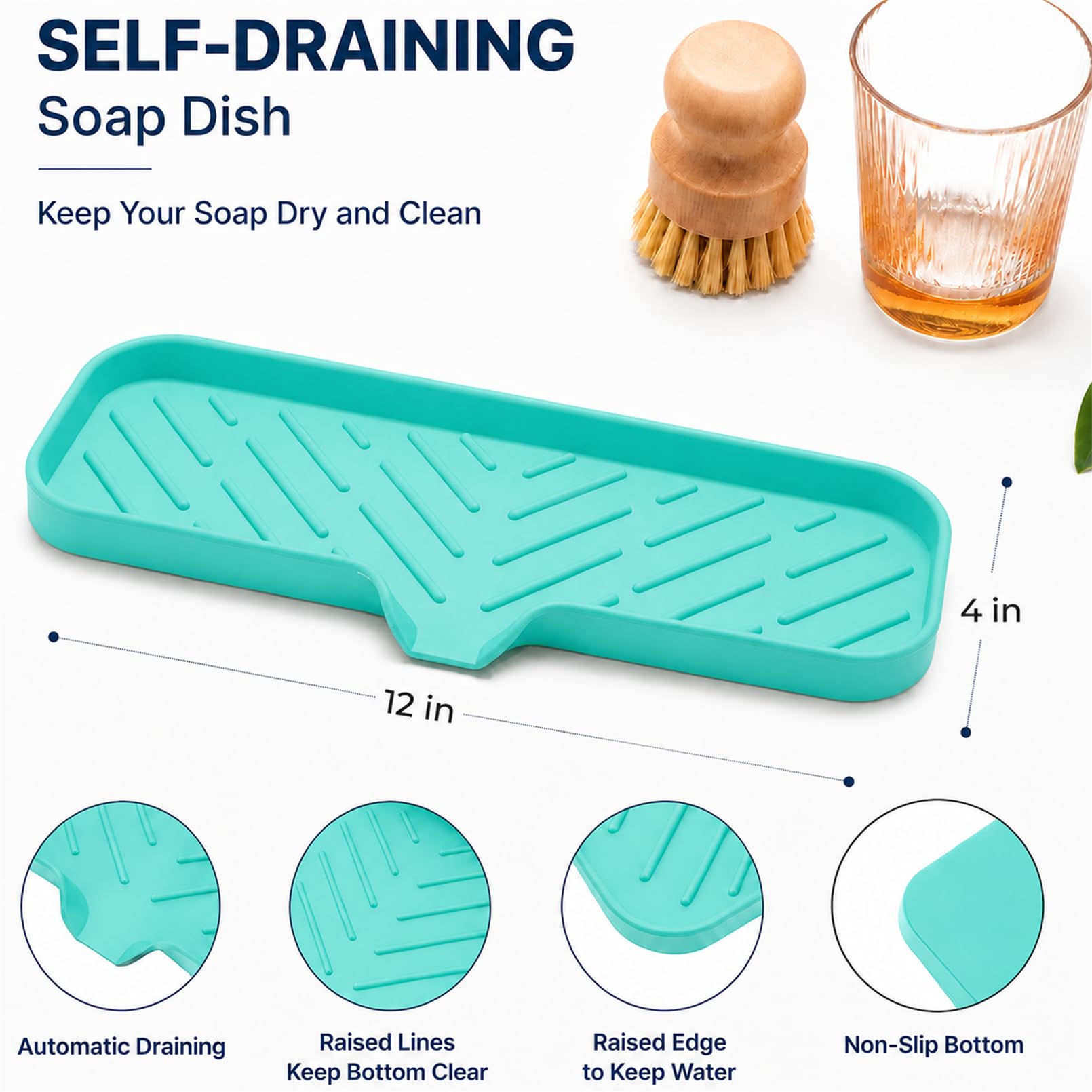 Silicone Soap Dish with Drain Spout