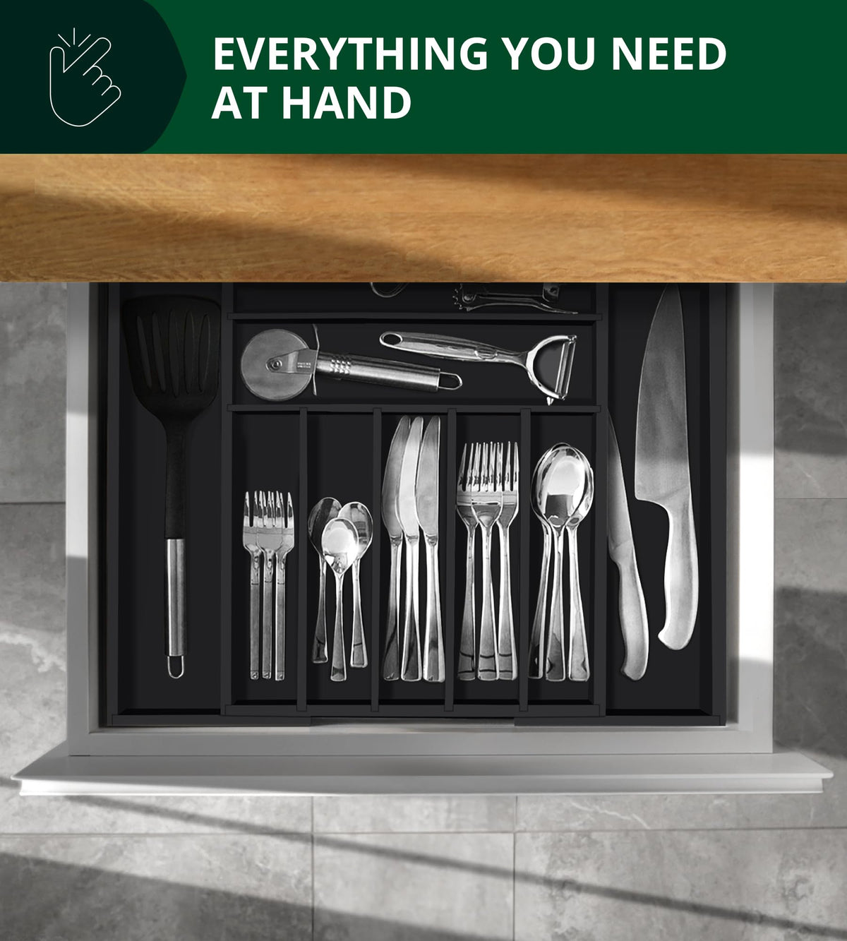 Luxury Bamboo Kitchen Drawer Organizer