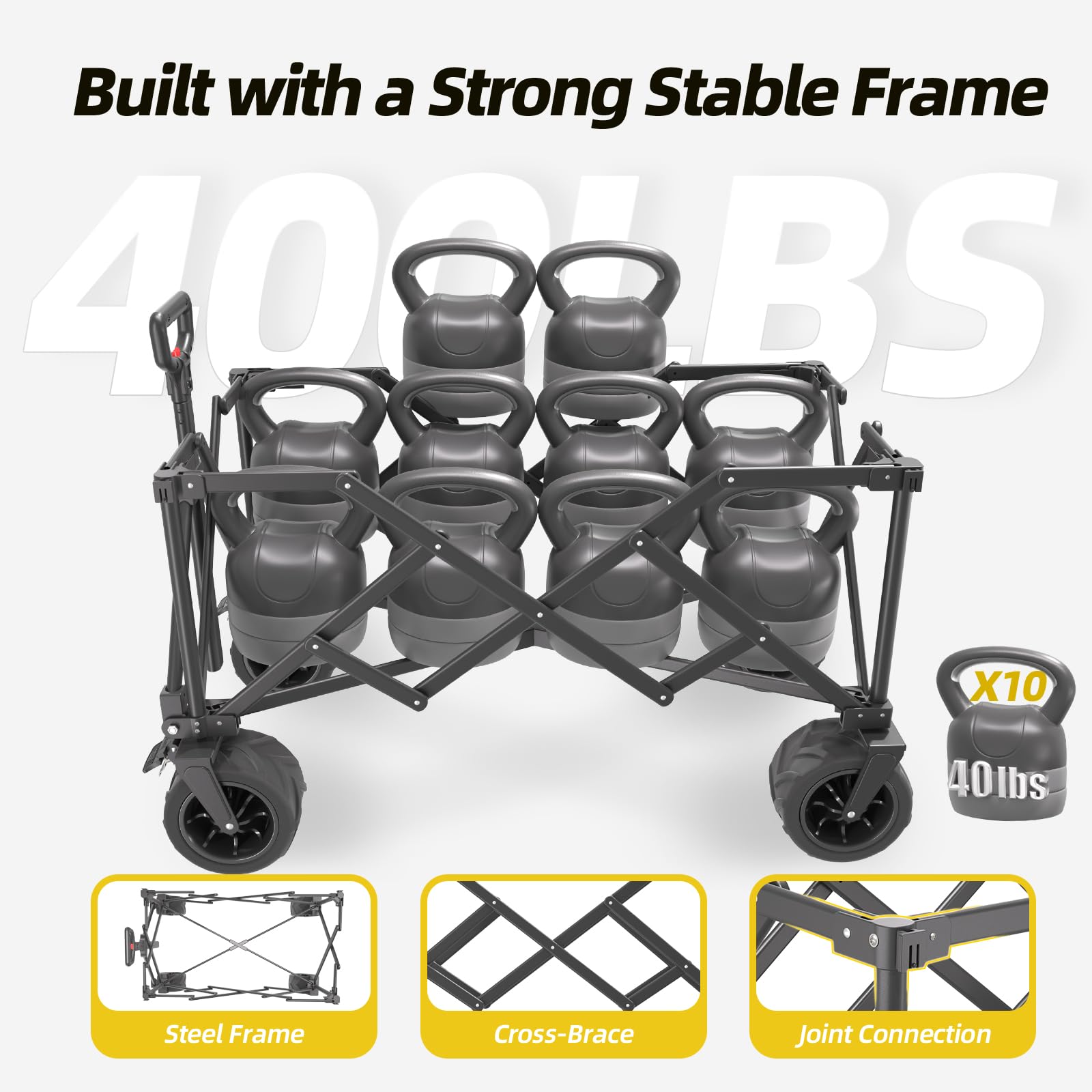 Wagons Carts Foldable Heavy Duty with 400Lbs Wt