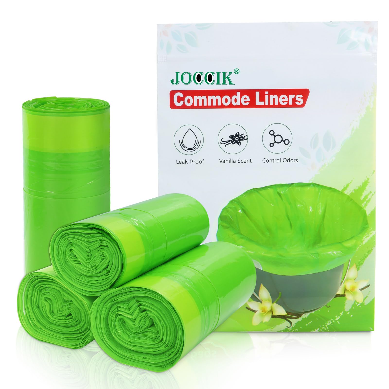 Commode Liners for Bedside Commode Vanilla Scented 100pcs Disposable Bags Universal Fit Most Standard Toilet Chair Bucket (100 Count)