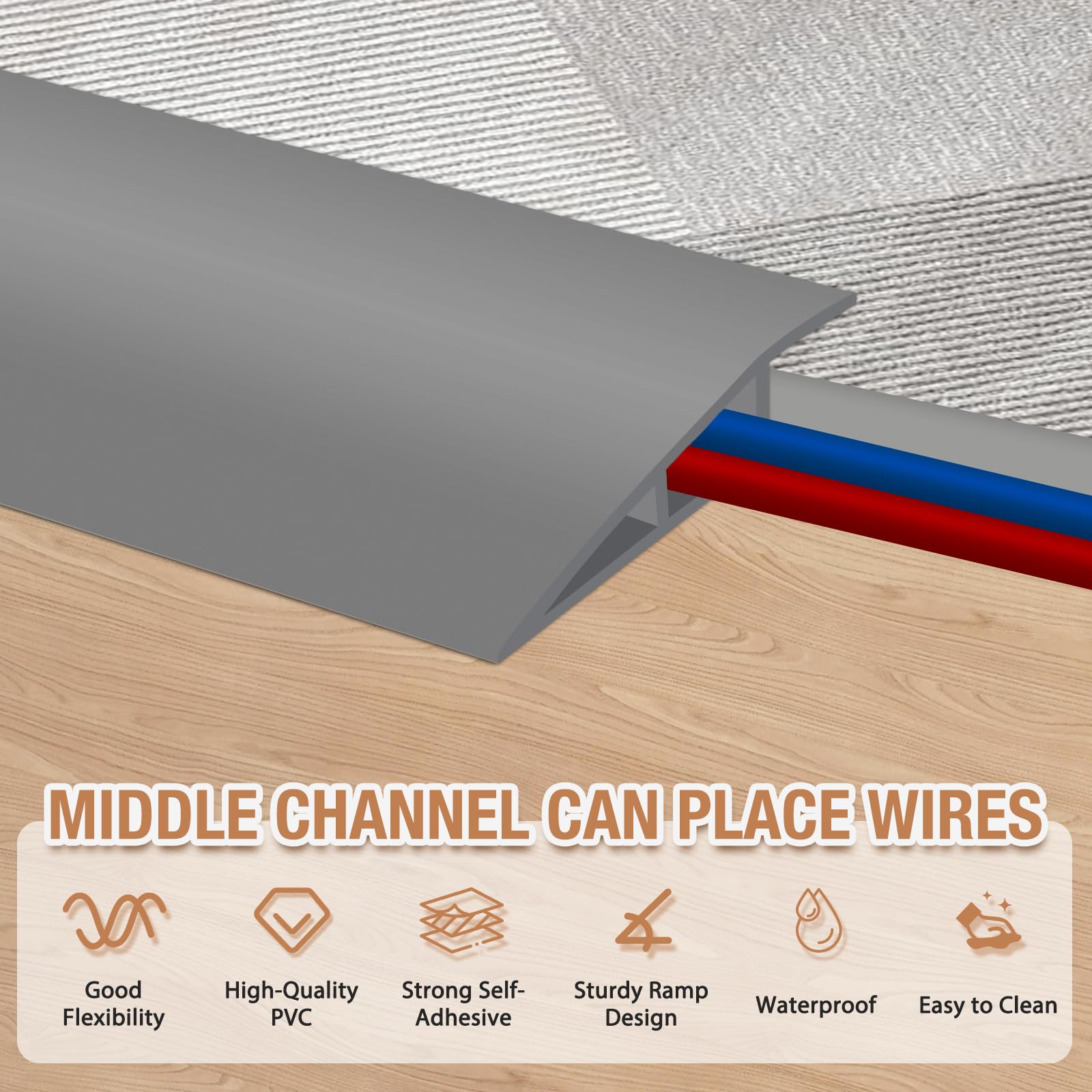 Floor Transition Strip Self Adhesive Vinyl Door Threshold Strip (10 Foot)