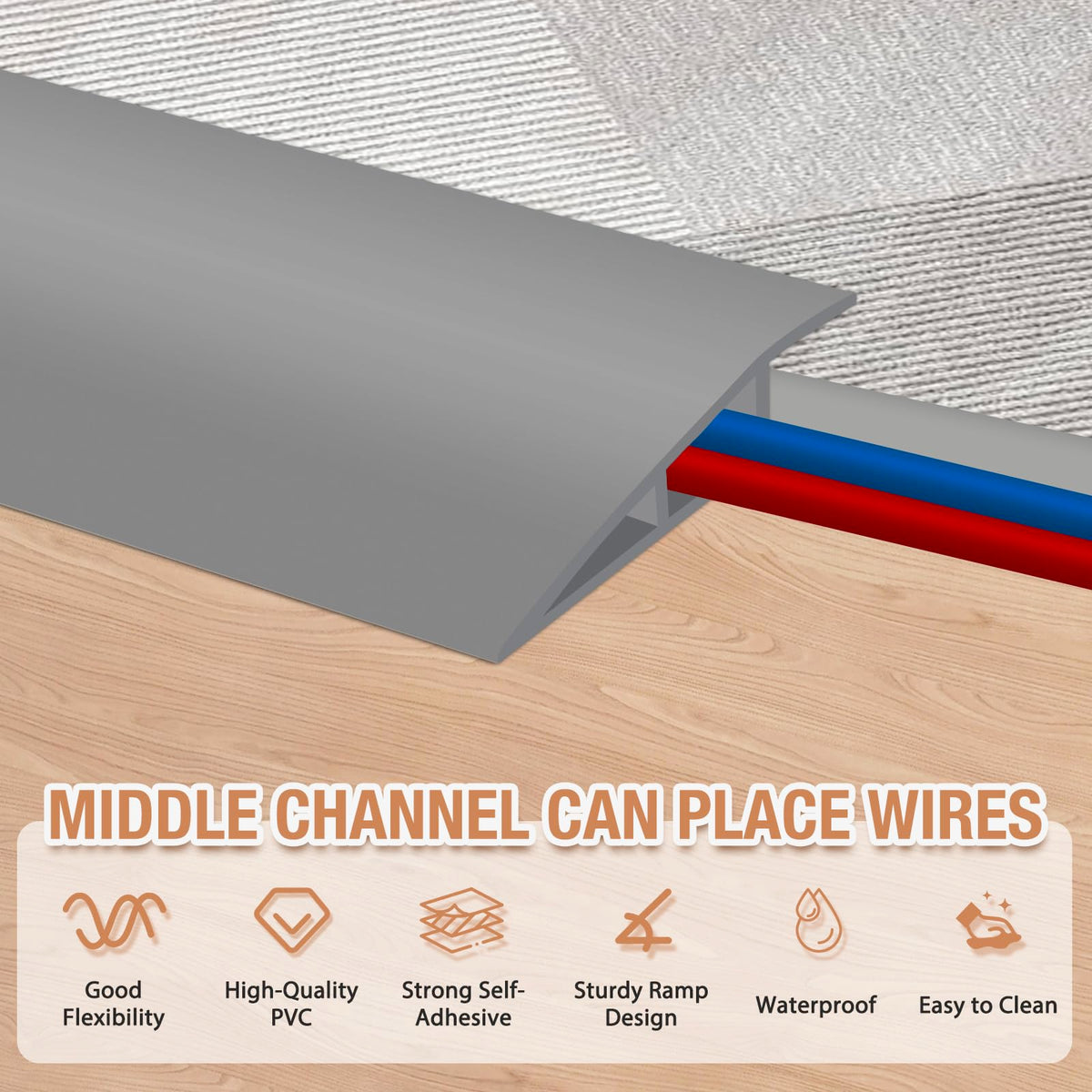 Floor Transition Strip Self Adhesive Vinyl Door Threshold Strip (3.3 Foot)